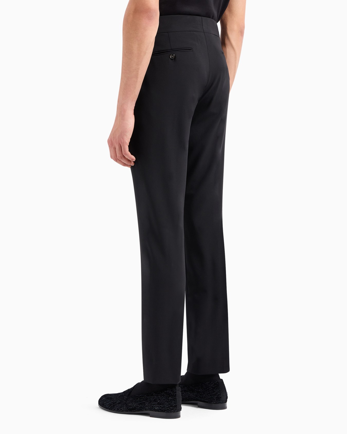 Pure wool crêpe flat-front trousers Slide 3