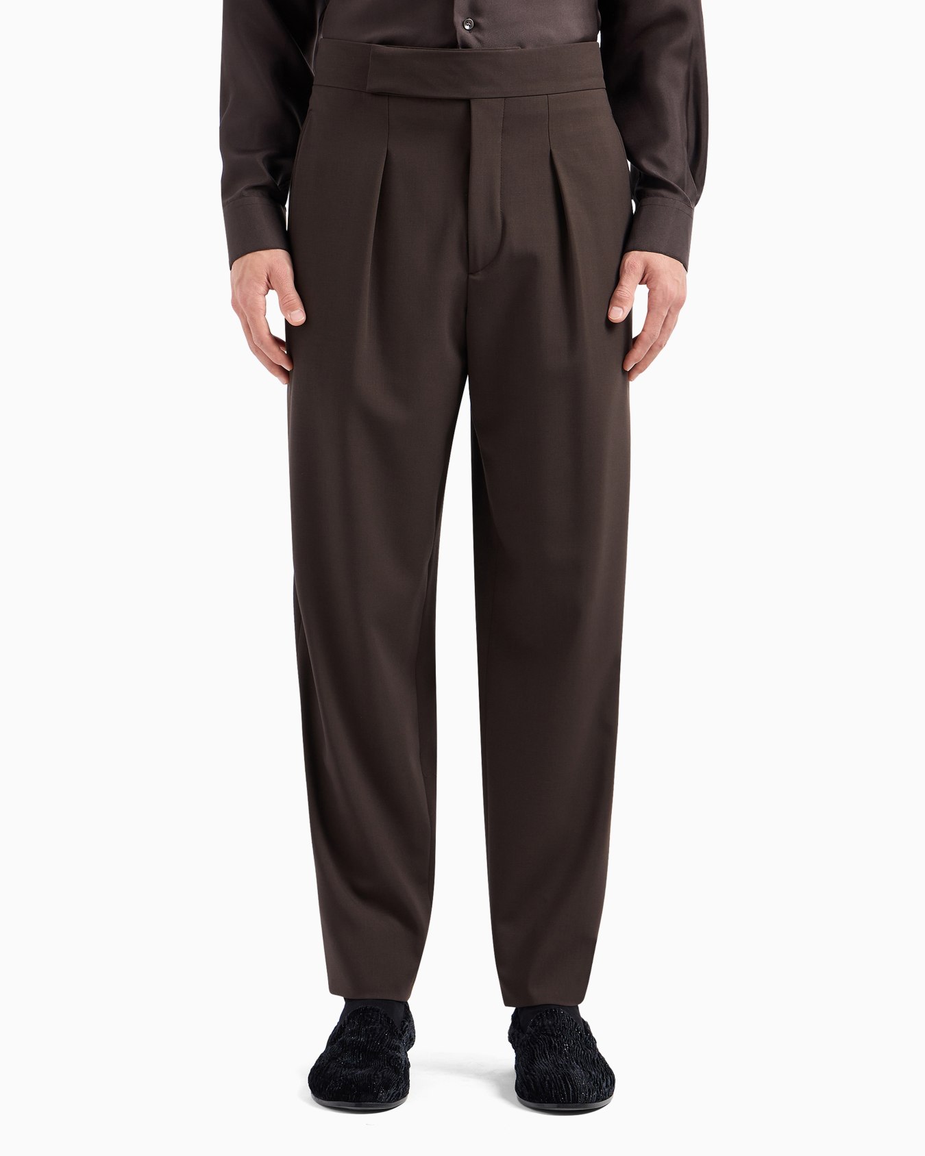 Giorgio's Pantaloni a una pince in crepe di lana Slide 4