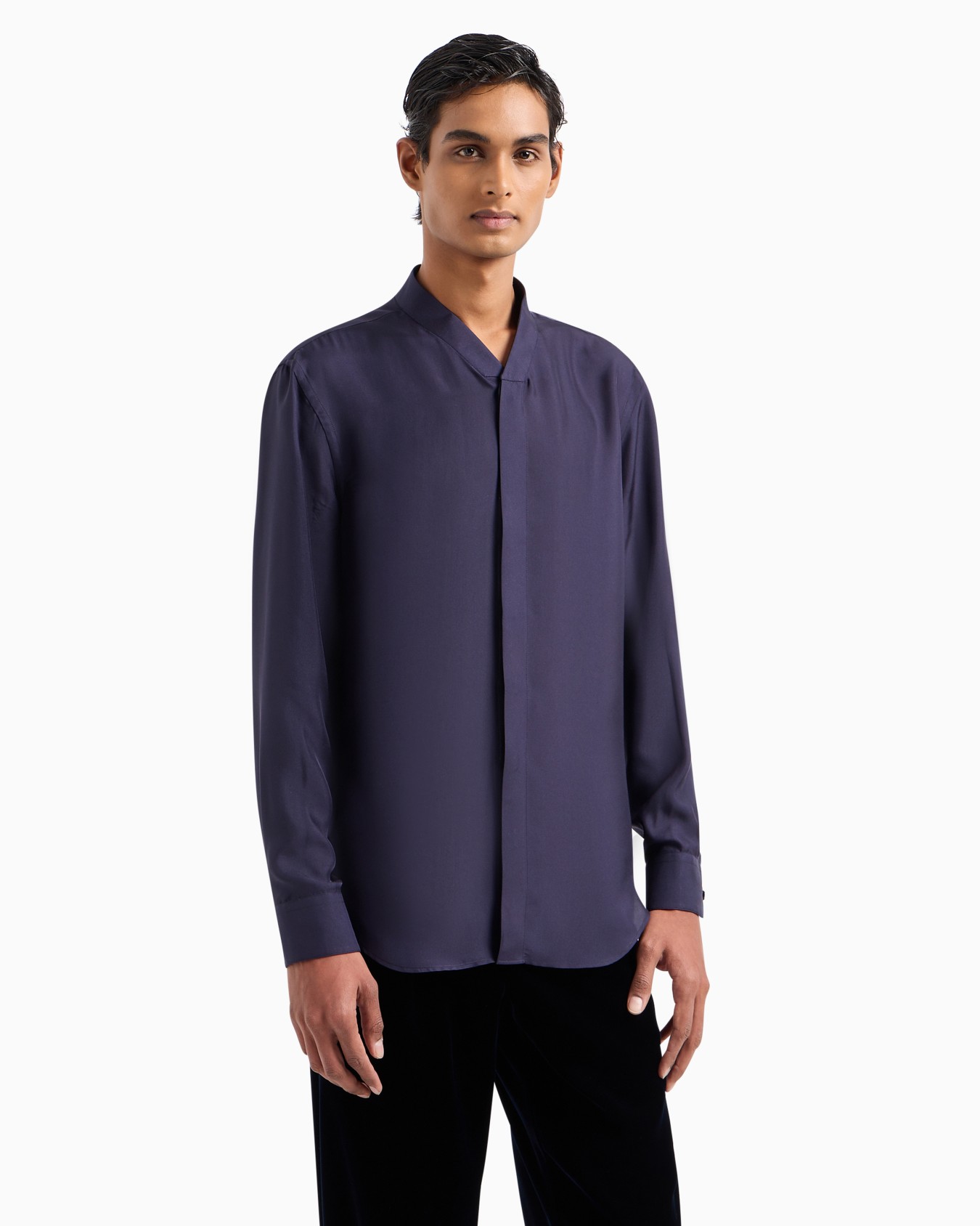 Giorgio's regular-fit silk twill shirt Slide 4