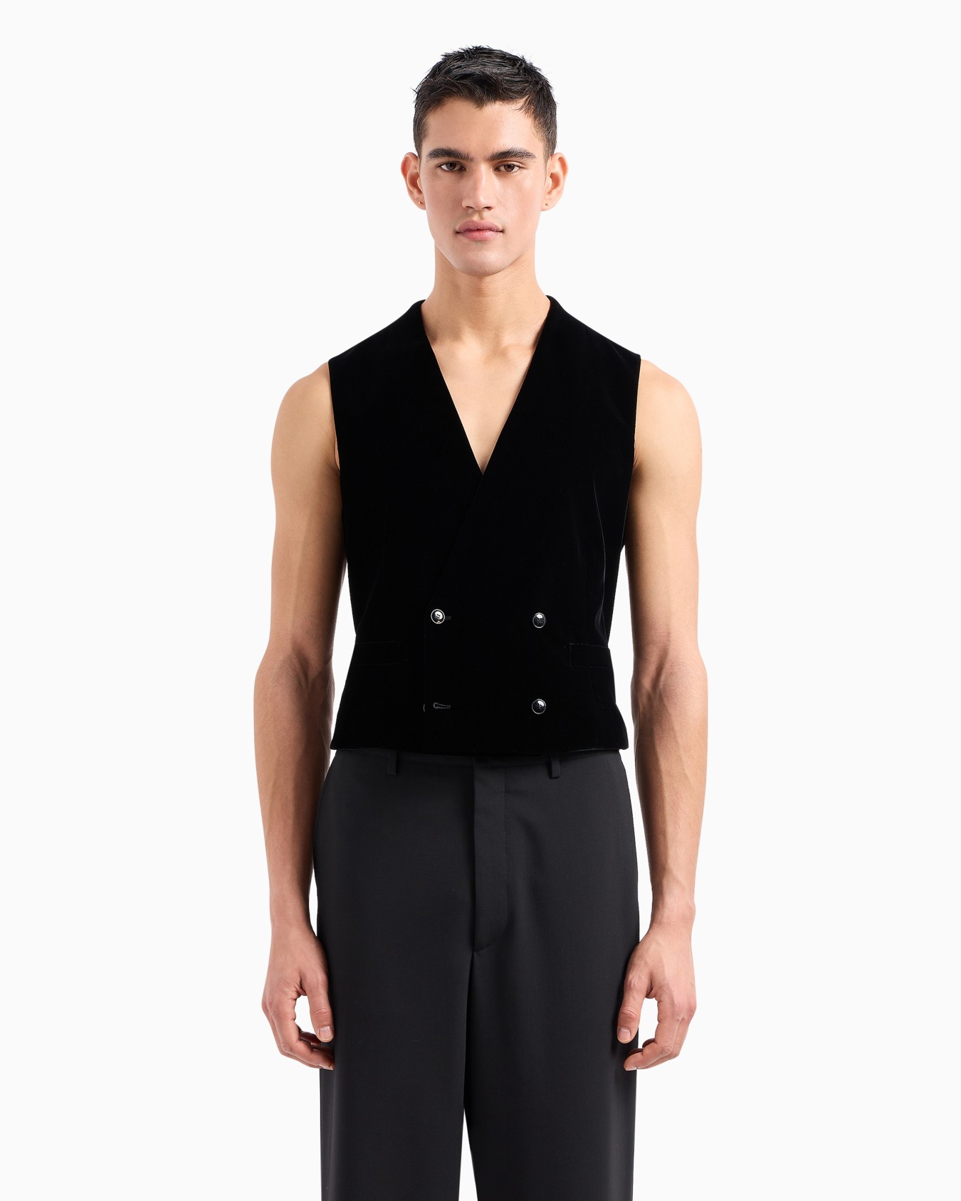 Double-breasted waistcoat in velvet Slide 2