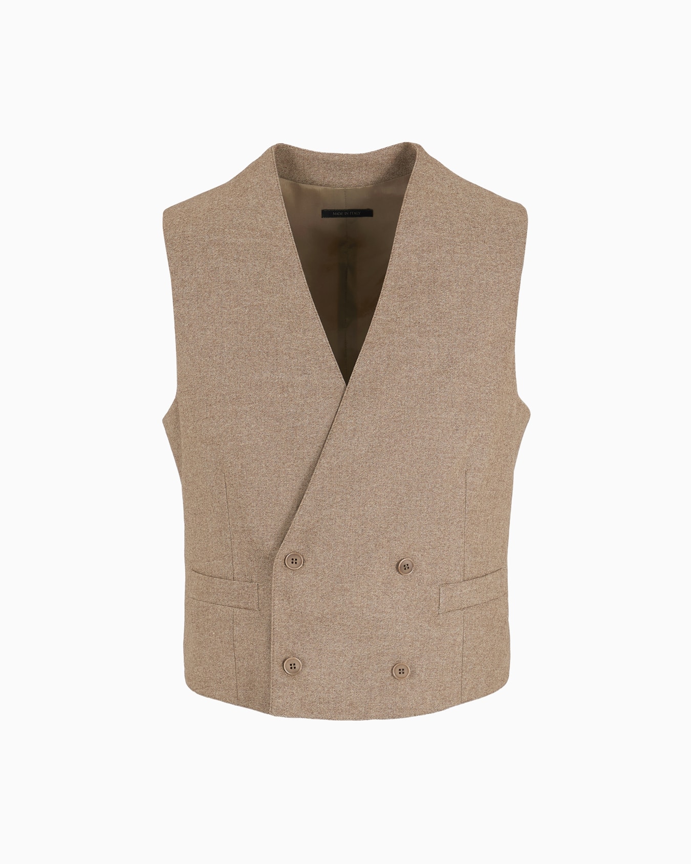 Double breasted waistcoat in denim-effect virgin wool and cashmere Slide 0