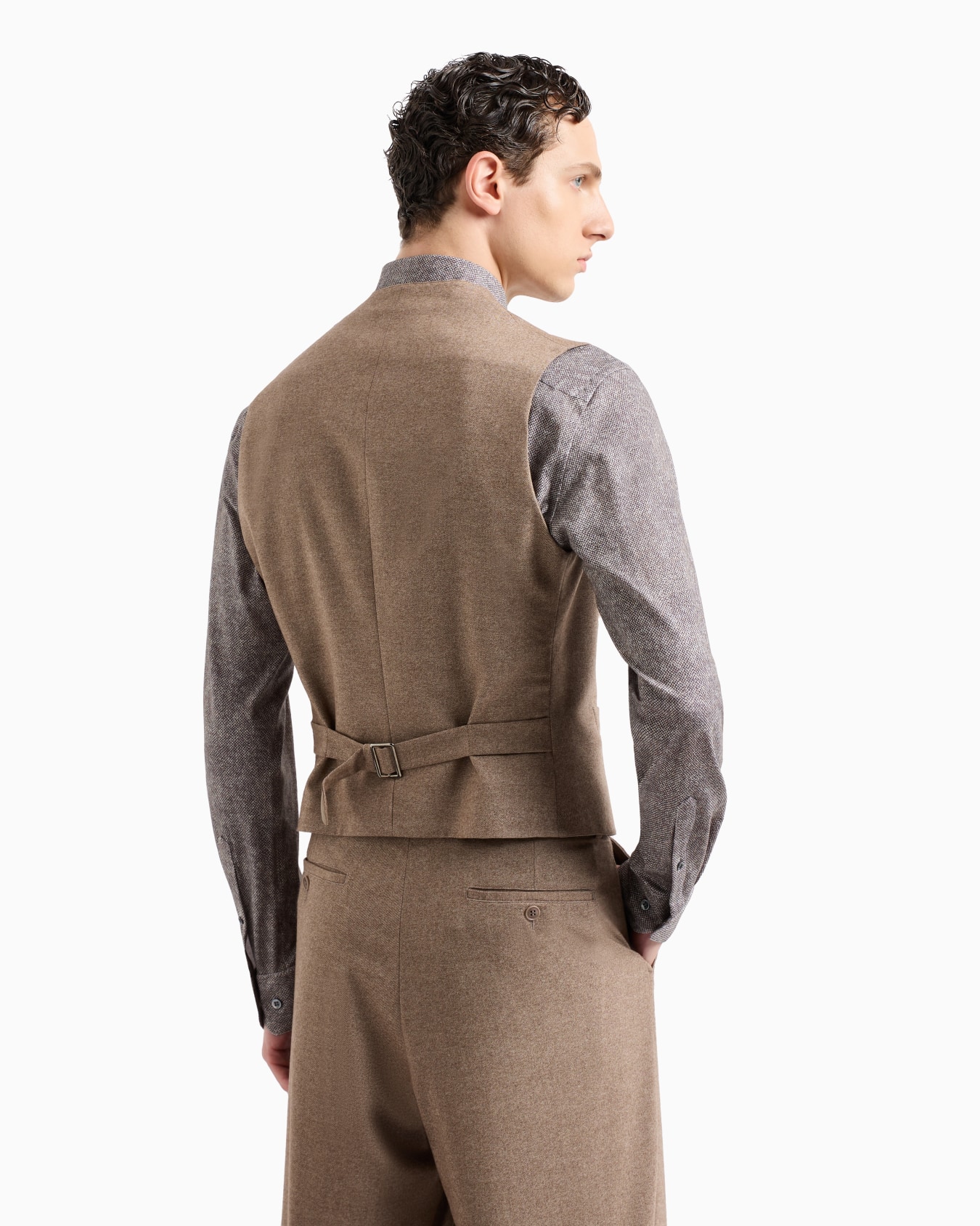 Double breasted waistcoat in denim-effect virgin wool and cashmere Slide 2