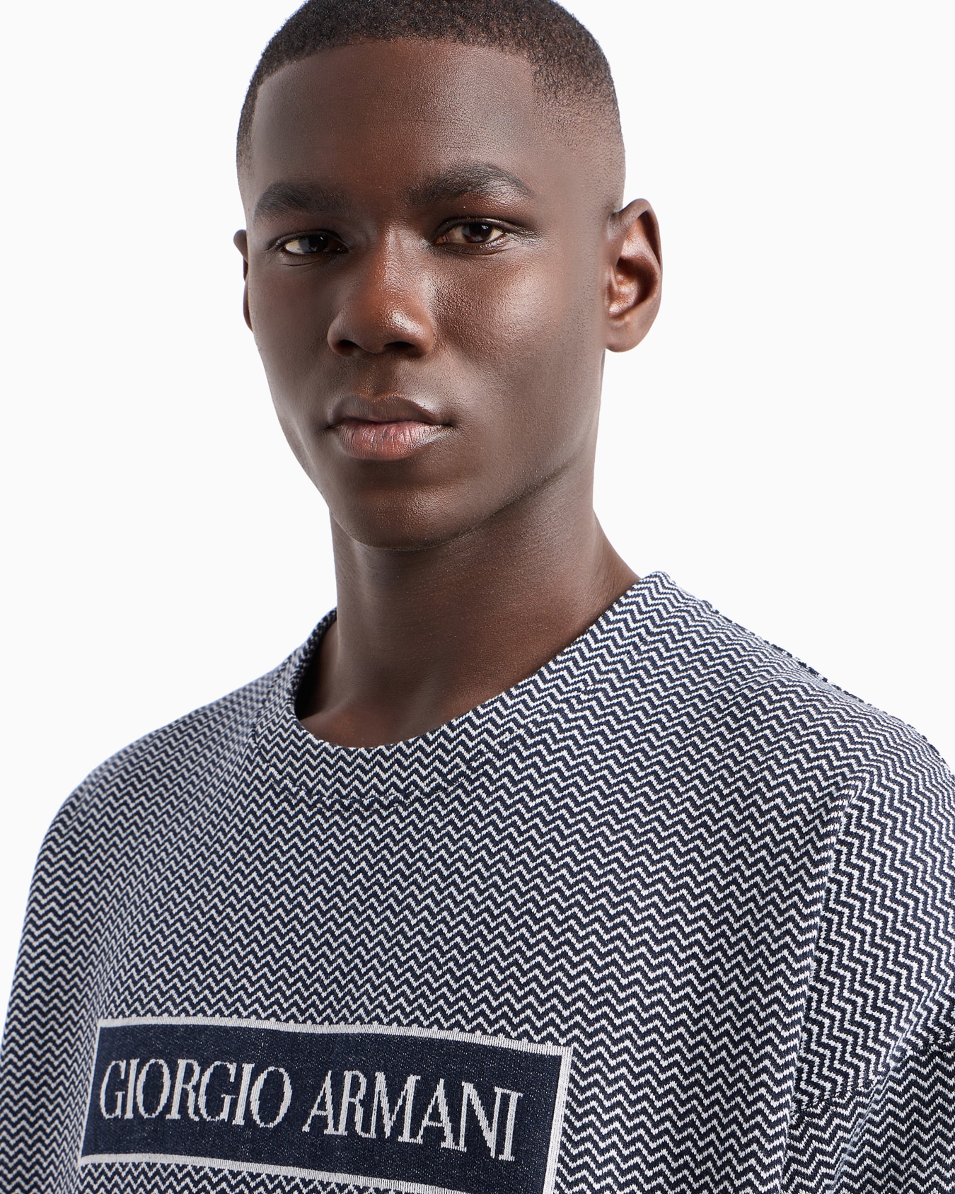 Sweat-shirt en coton jacquard chevron Denim Collection Diapositive 5