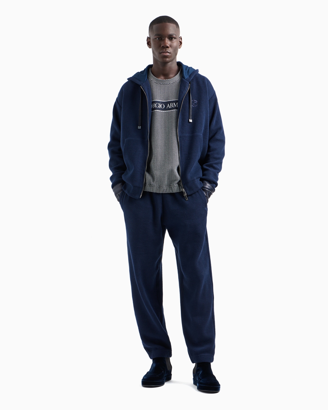 Sweat-shirt en coton jacquard chevron Denim Collection Diapositive 4