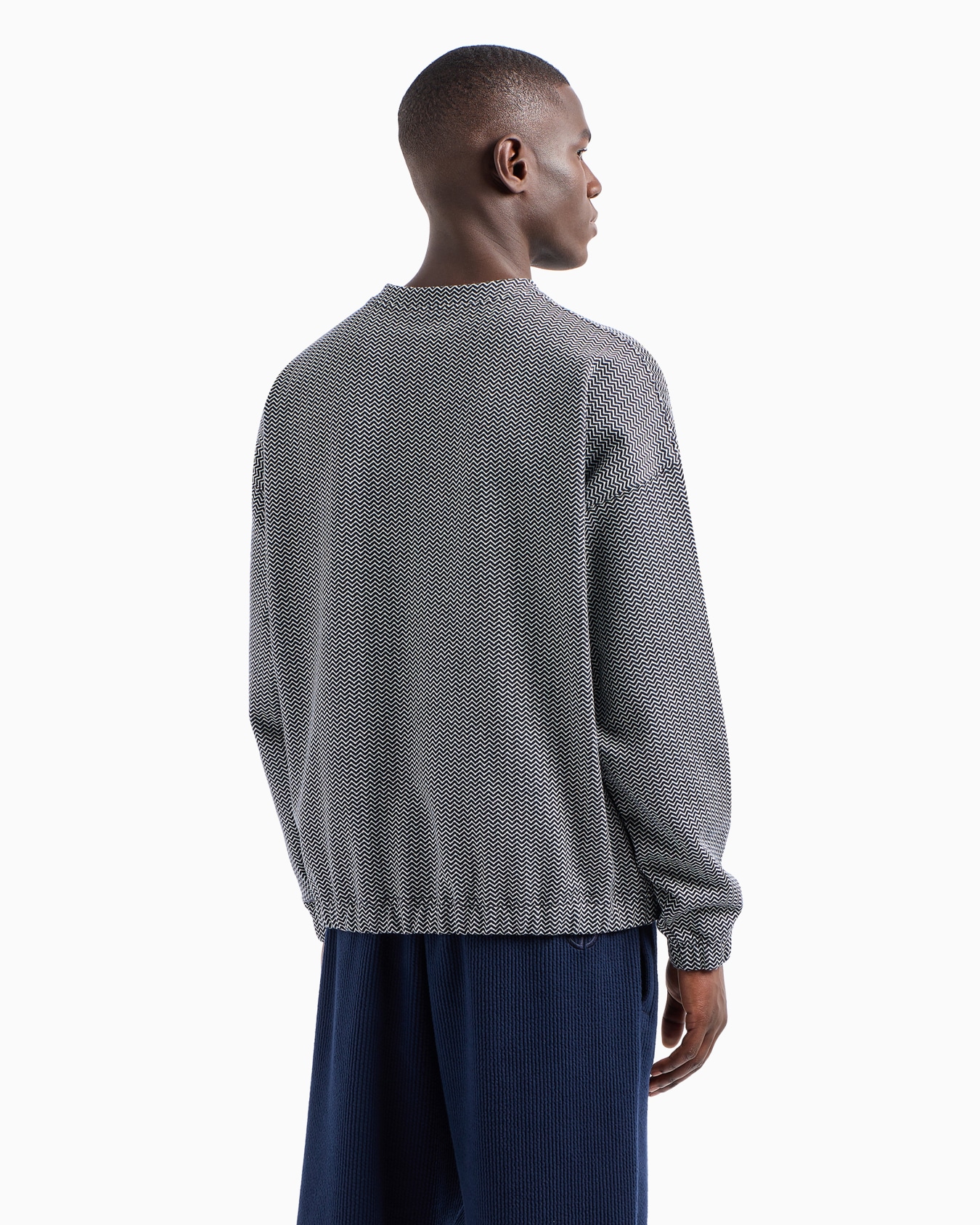 Sweat-shirt en coton jacquard chevron Denim Collection Diapositive 3