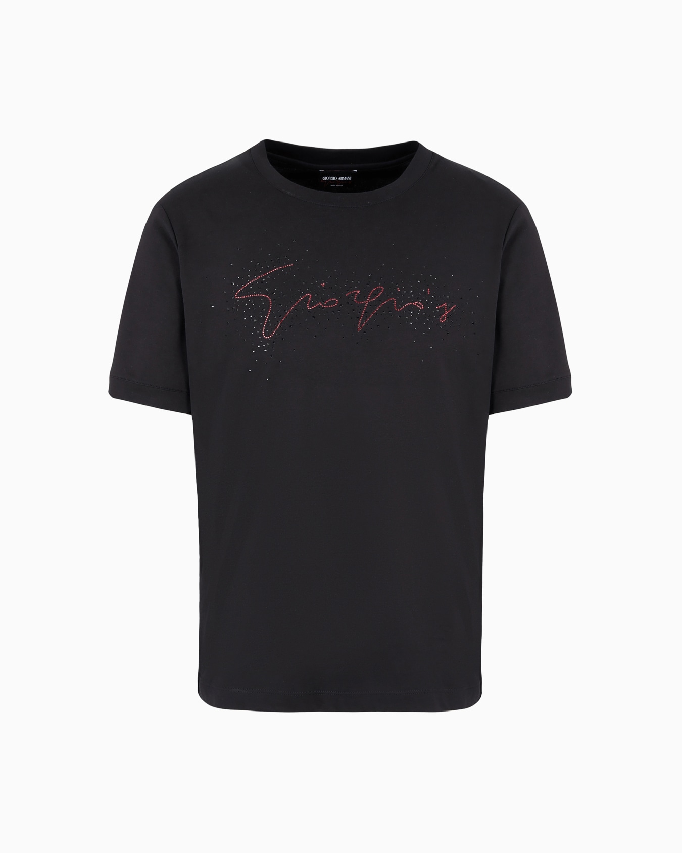 Giorgio's crew-neck cotton-jersey T-shirt with crystal embroidery Slide 0