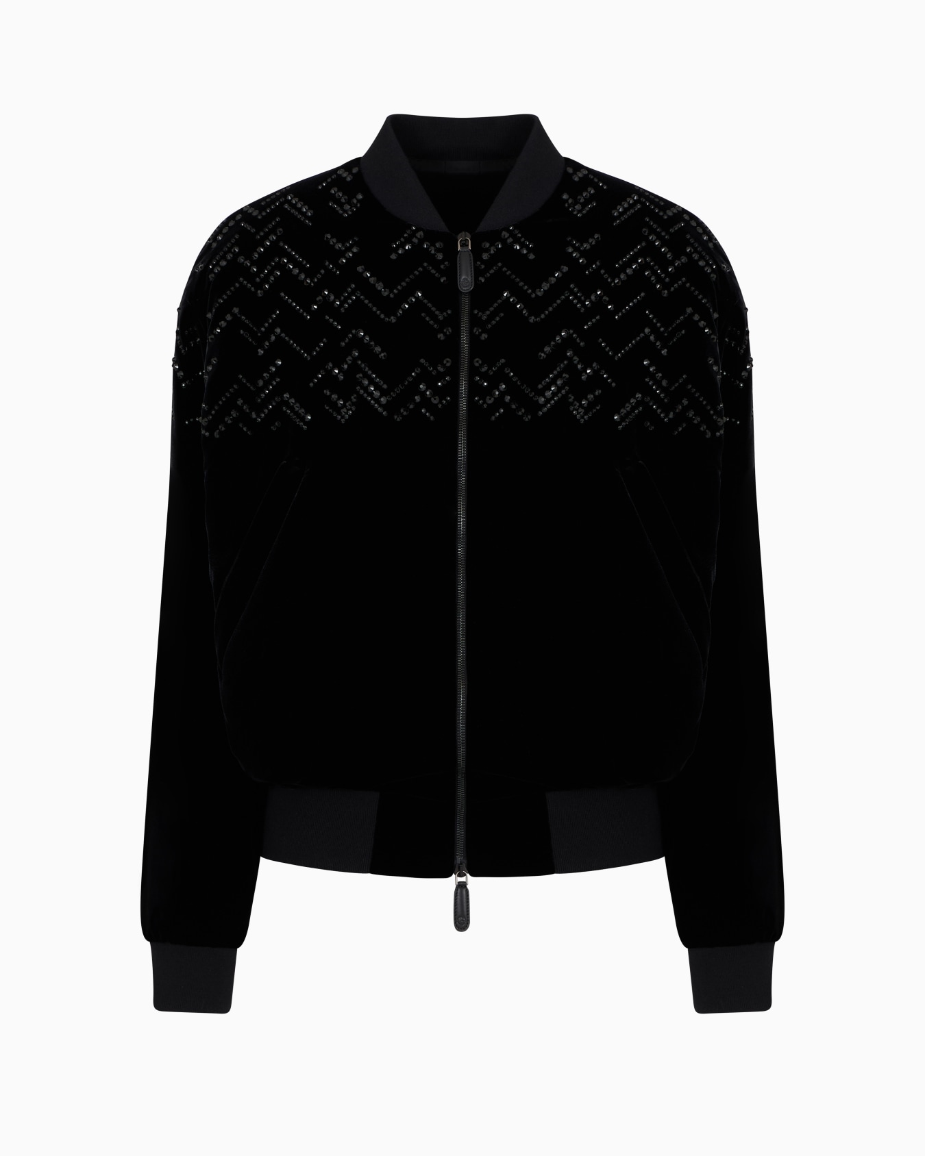 Giorgio’s velvet bomber jacket with applied rhinestones Slide 0