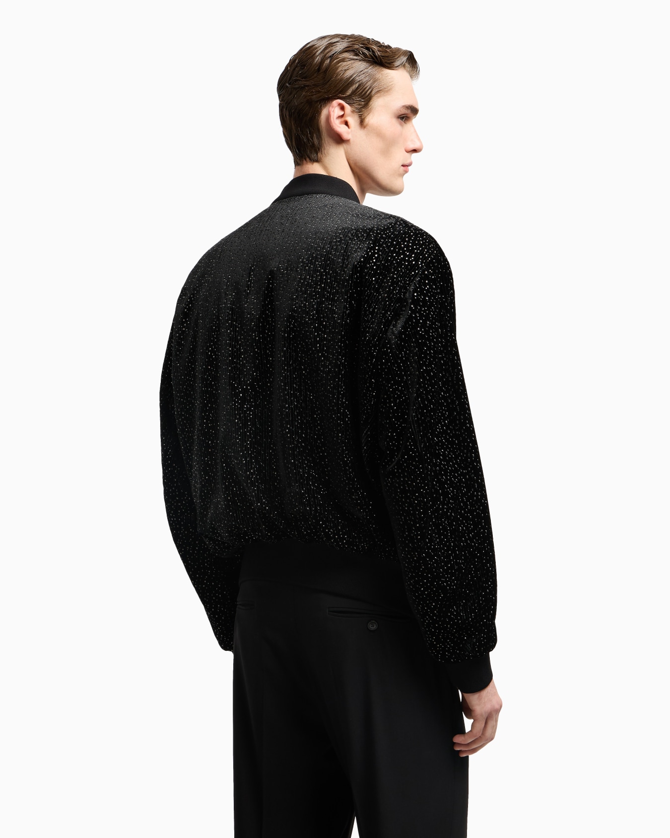 Lurex-pinstripe velvet blouson Slide 2