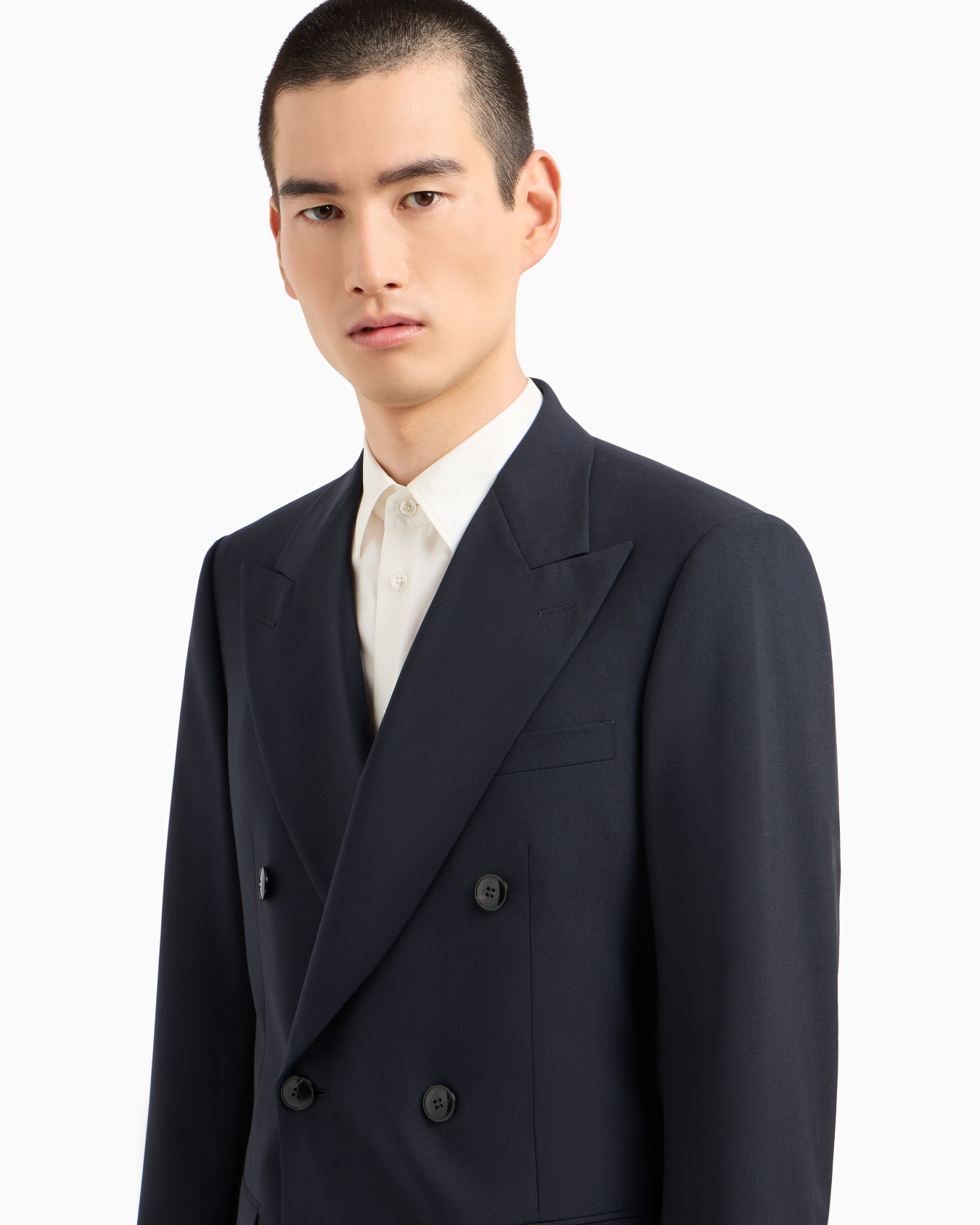 Virgin wool and cashmere double-breasted Royal line suit Slide 4