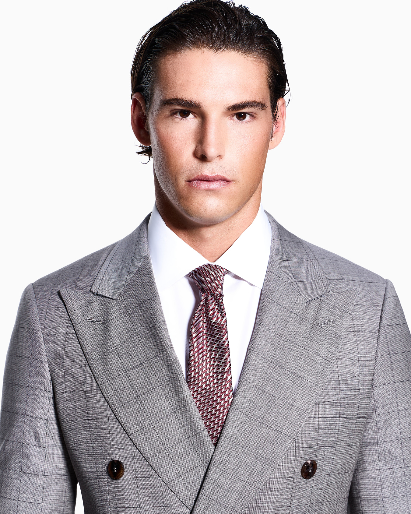 Royal Line double-breasted suit in windowpane check virgin wool Slide 3