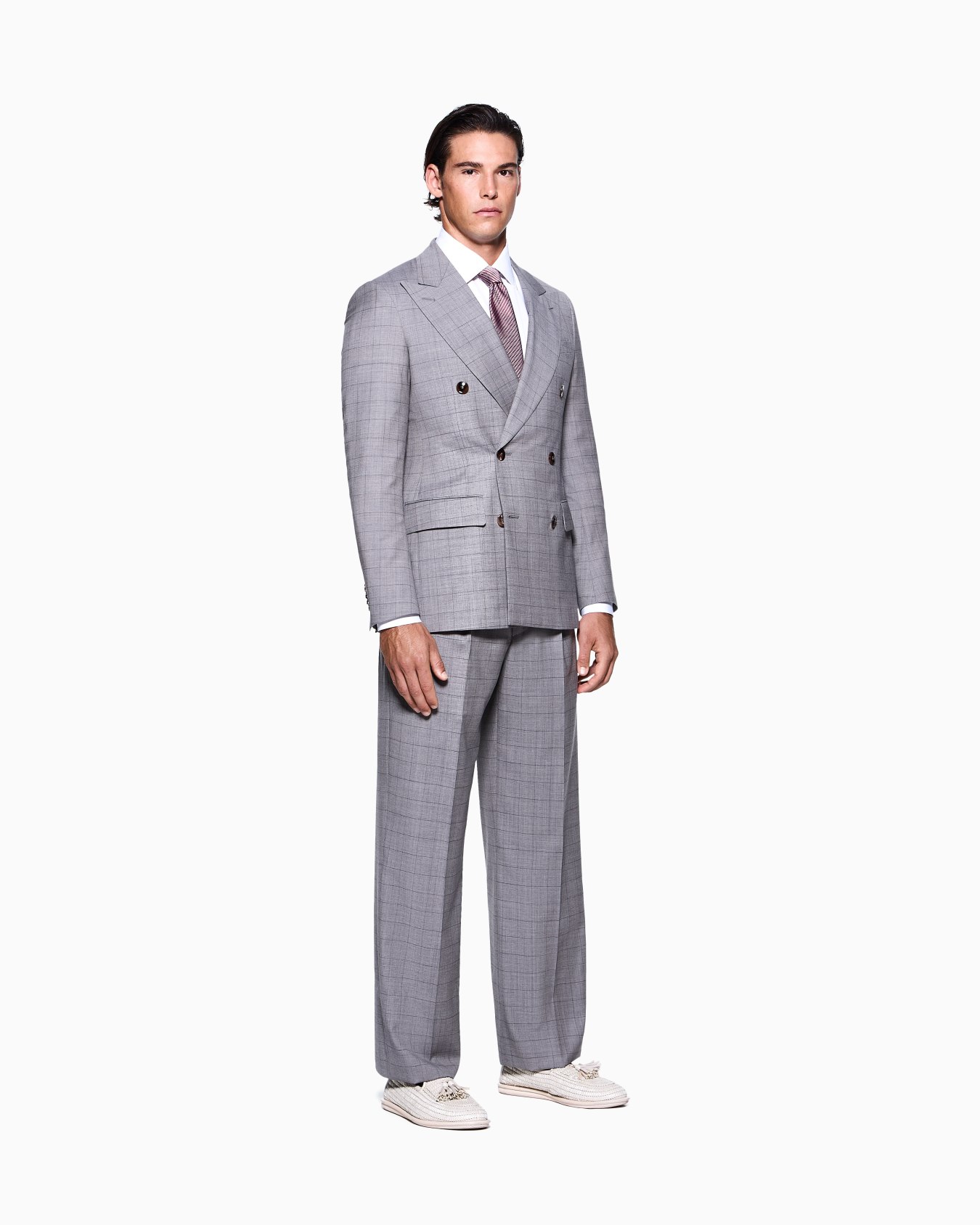 Royal Line double-breasted suit in windowpane check virgin wool Slide 1