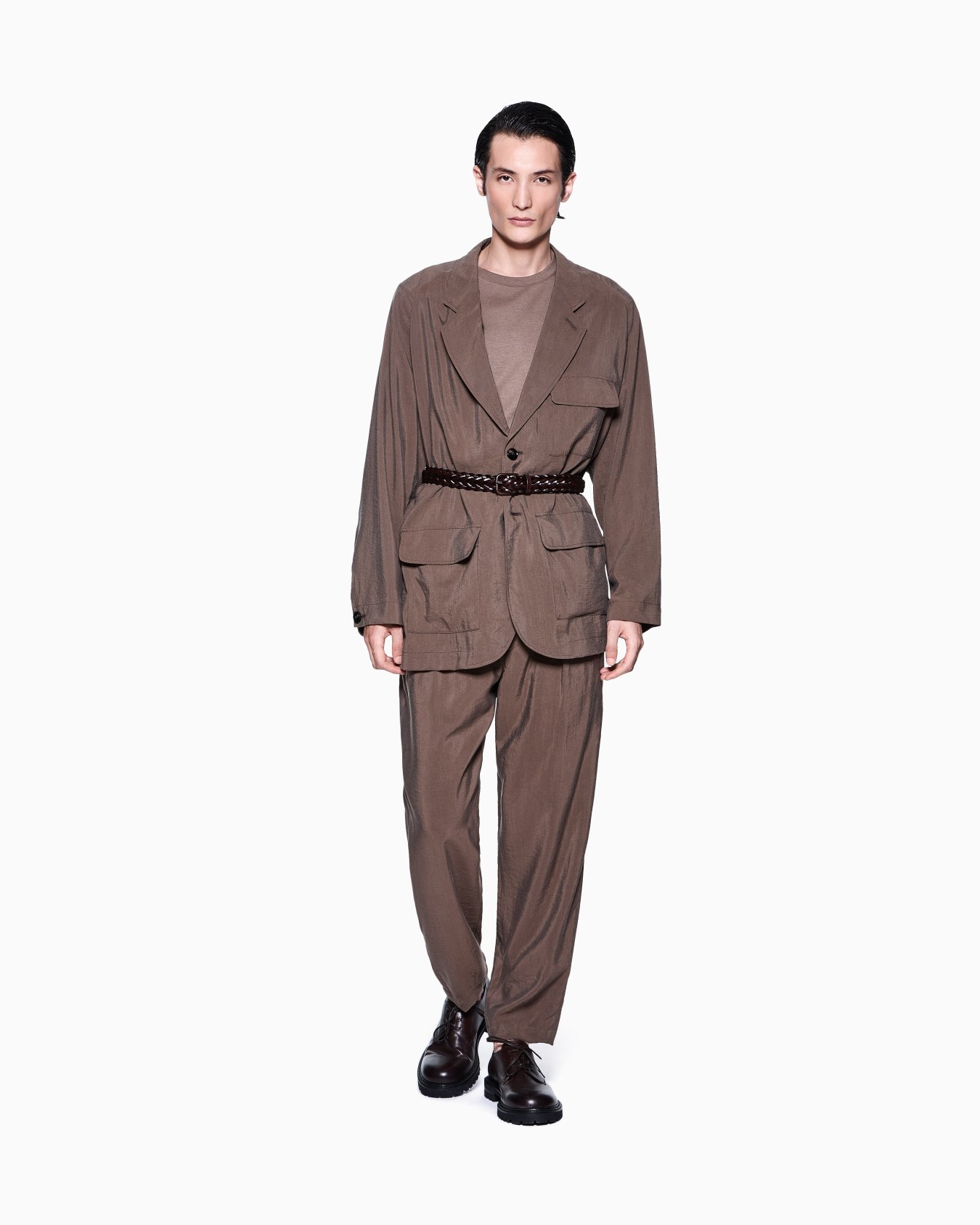 Pantaloni a una pince in misto seta lavata Slide 1