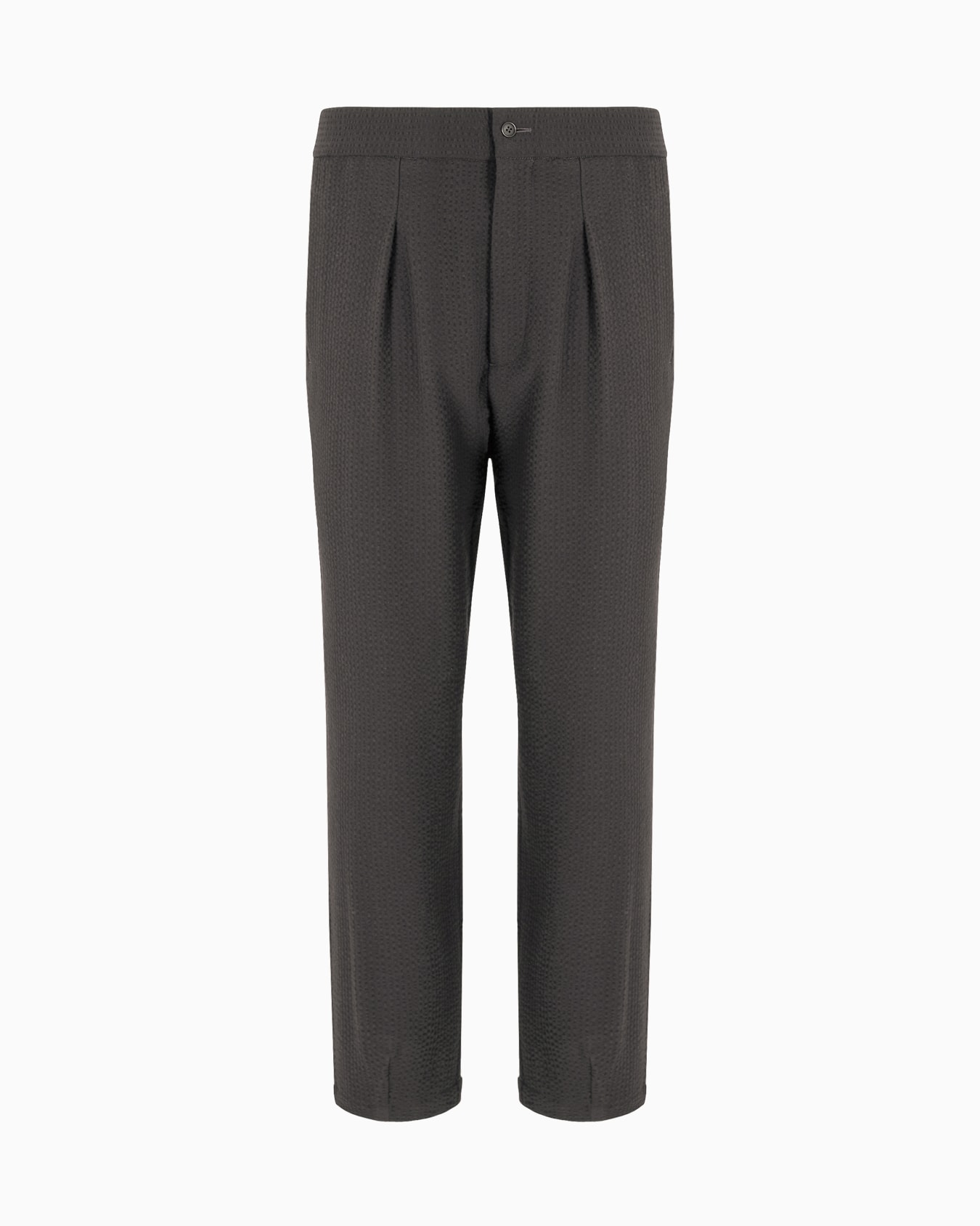 Pantalon à une pince en laine vierge et cachemire seersucker Diapositive 0