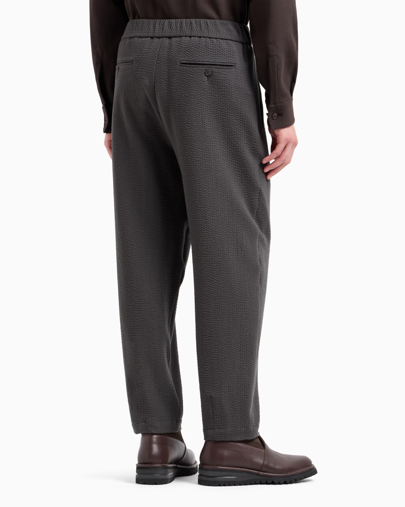 Pantalon à une pince en laine vierge et cachemire seersucker Diapositive 2