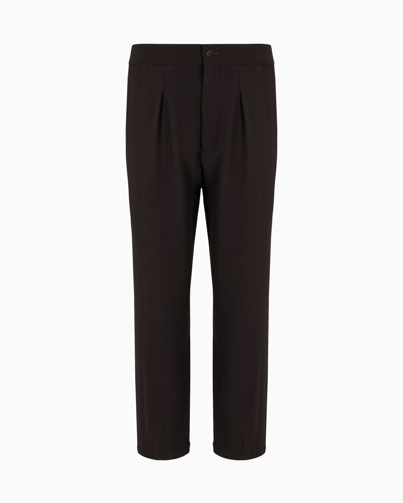 Single-pleat, virgin wool and cashmere seersucker trousers Slide 0