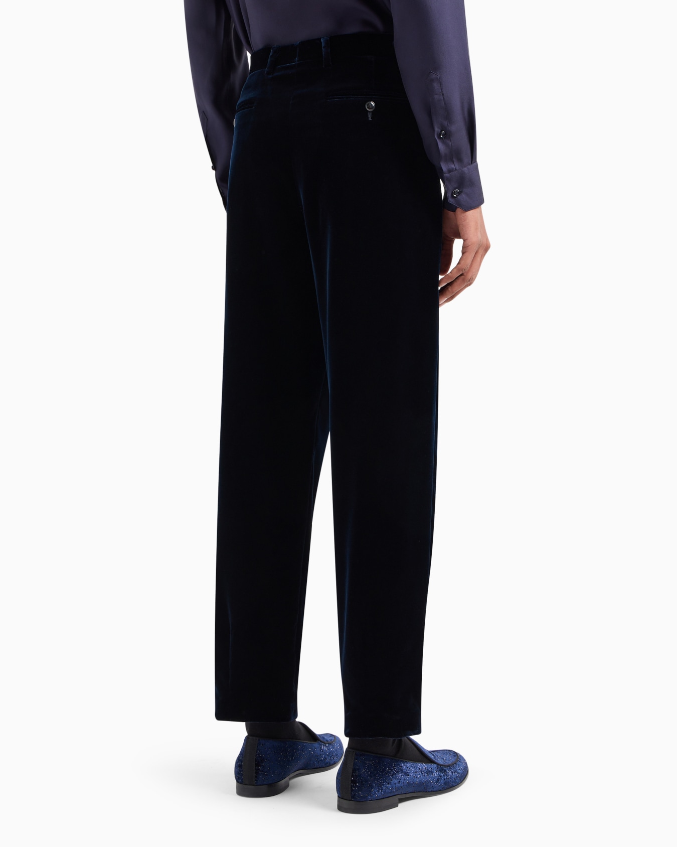 Single-pleat stretch-velvet trousers Slide 2