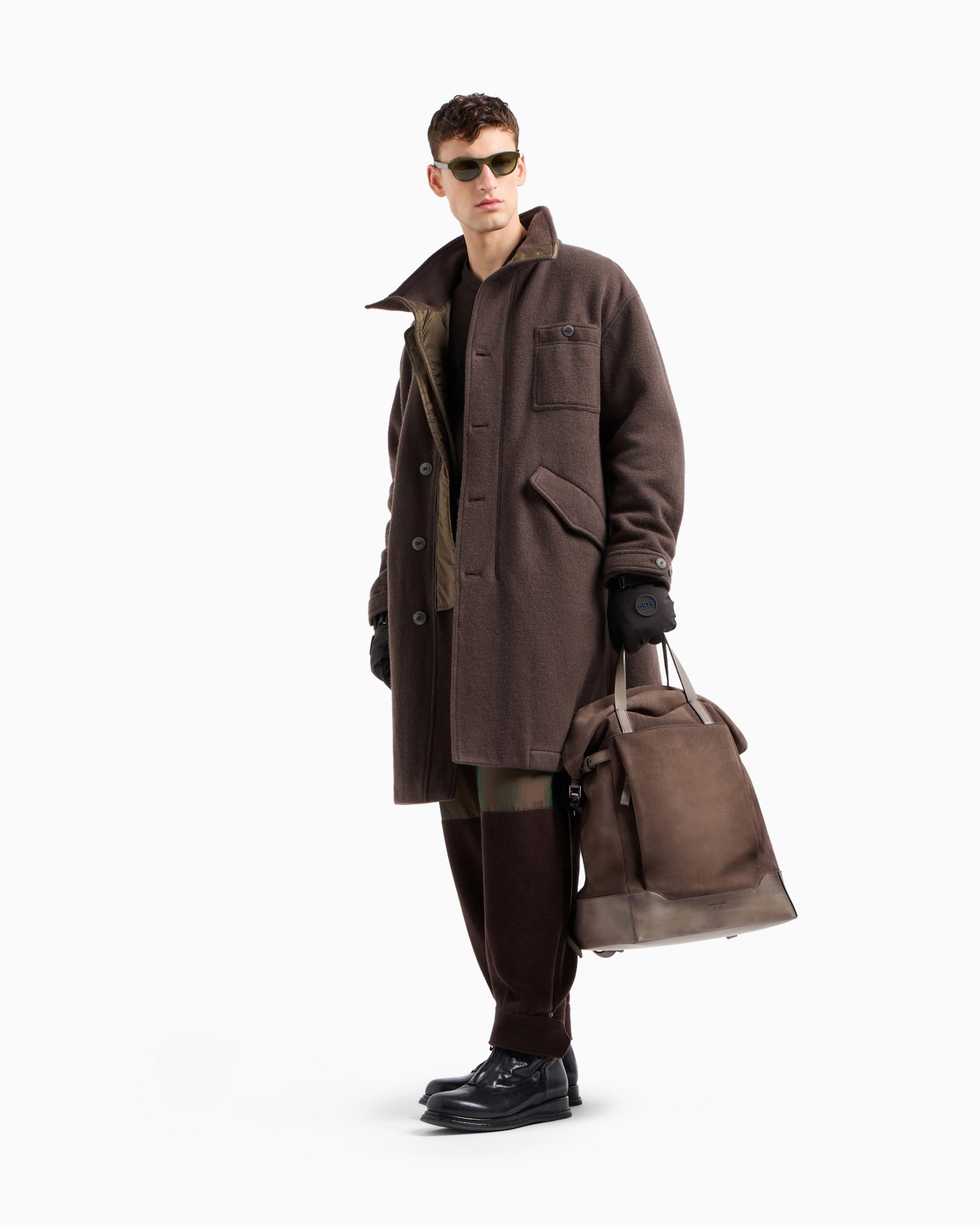 Giacca camicia con zip in drap di cashmere Slide 2