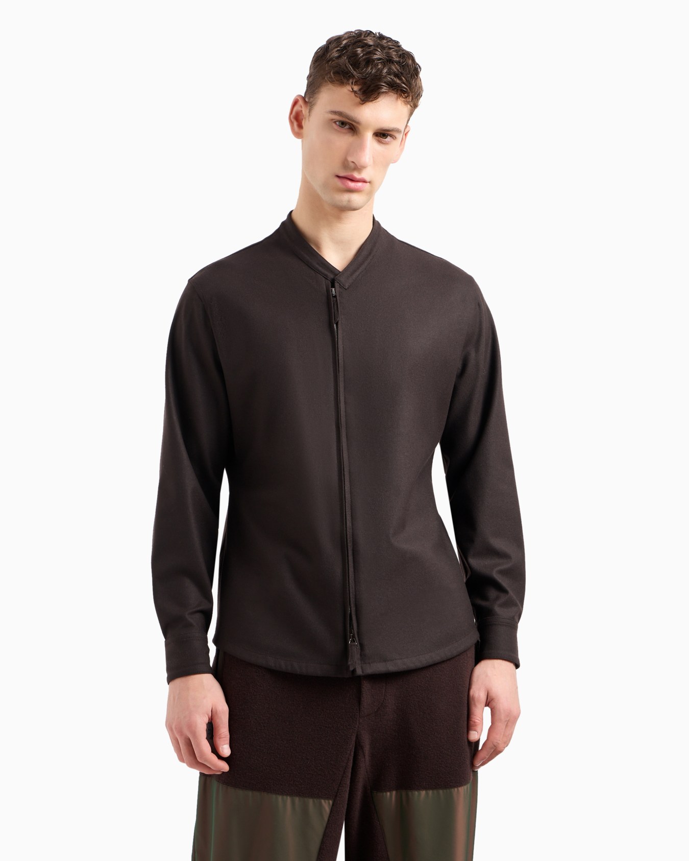 Giacca camicia con zip in drap di cashmere Slide 4