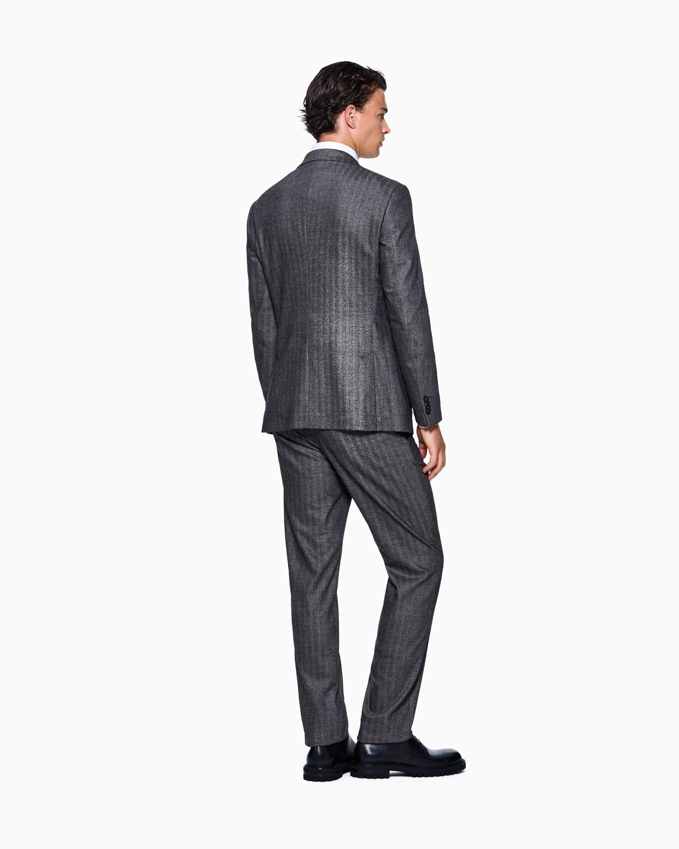 Abito Linea Soho monopetto in lana vergine e cashmere chevron Slide 2