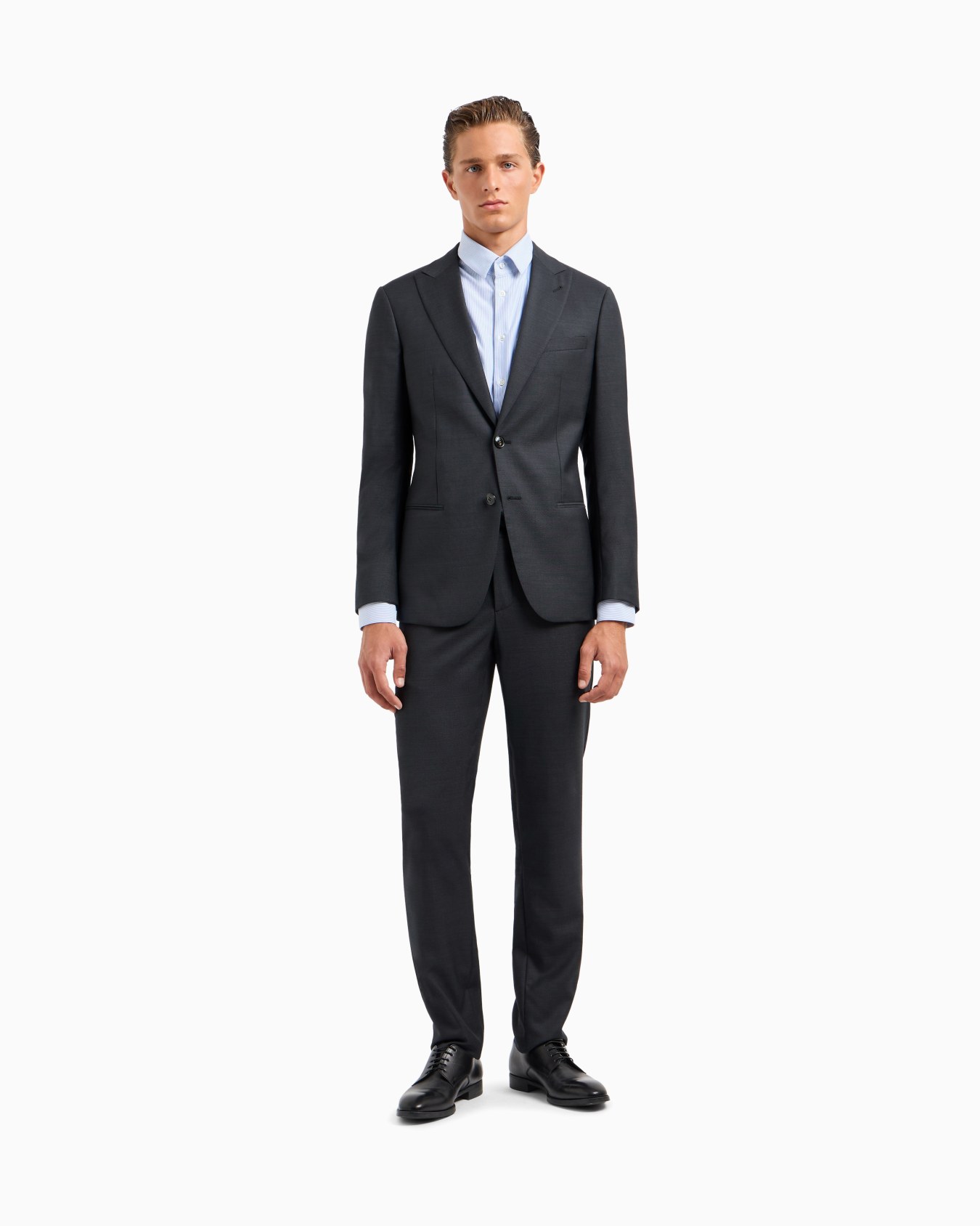 Costume à simple boutonnage gamme Soho en laine vierge au point broche Diapositive 3