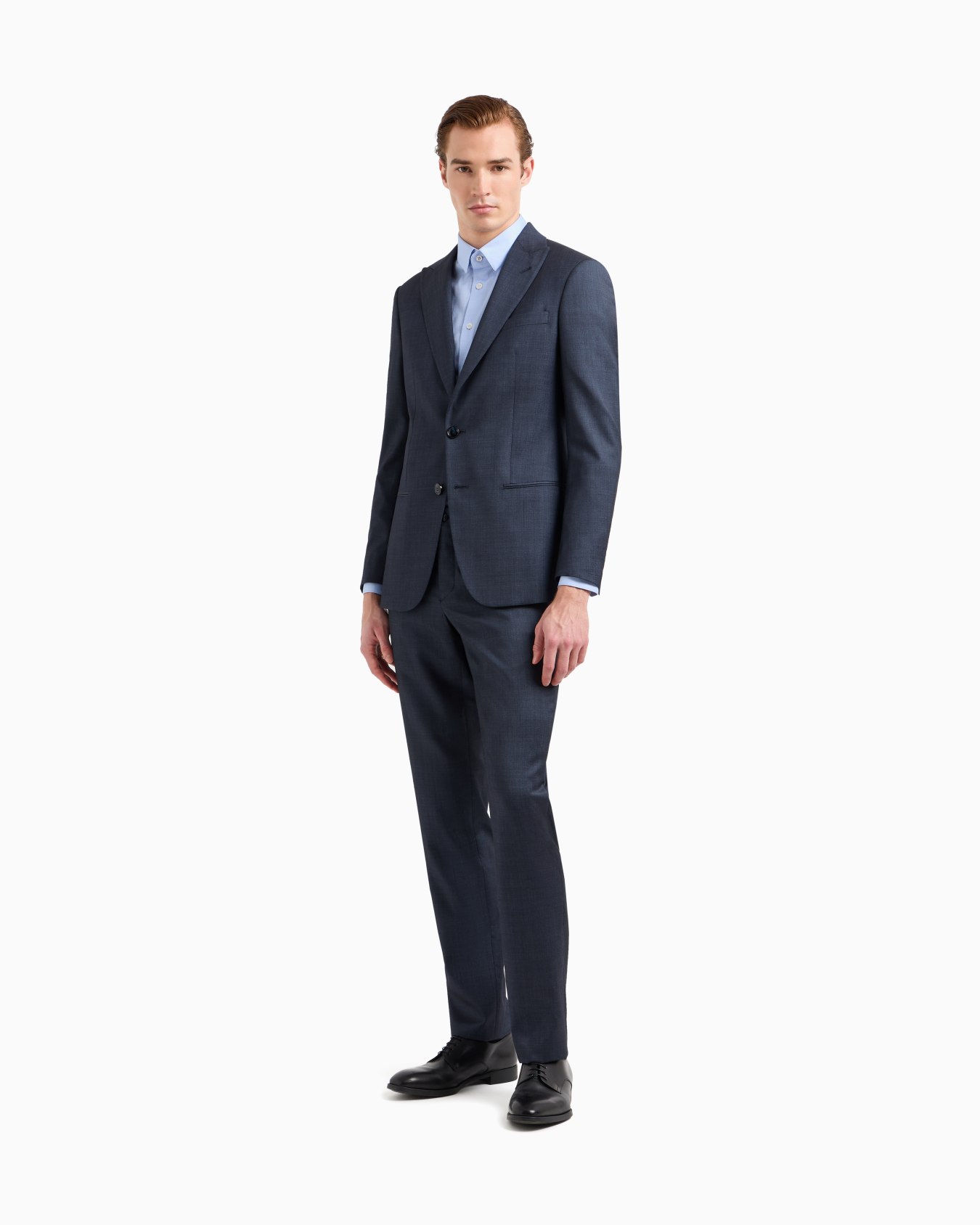 Costume à simple boutonnage gamme Soho en laine et soie effet chambray Diapositive 3