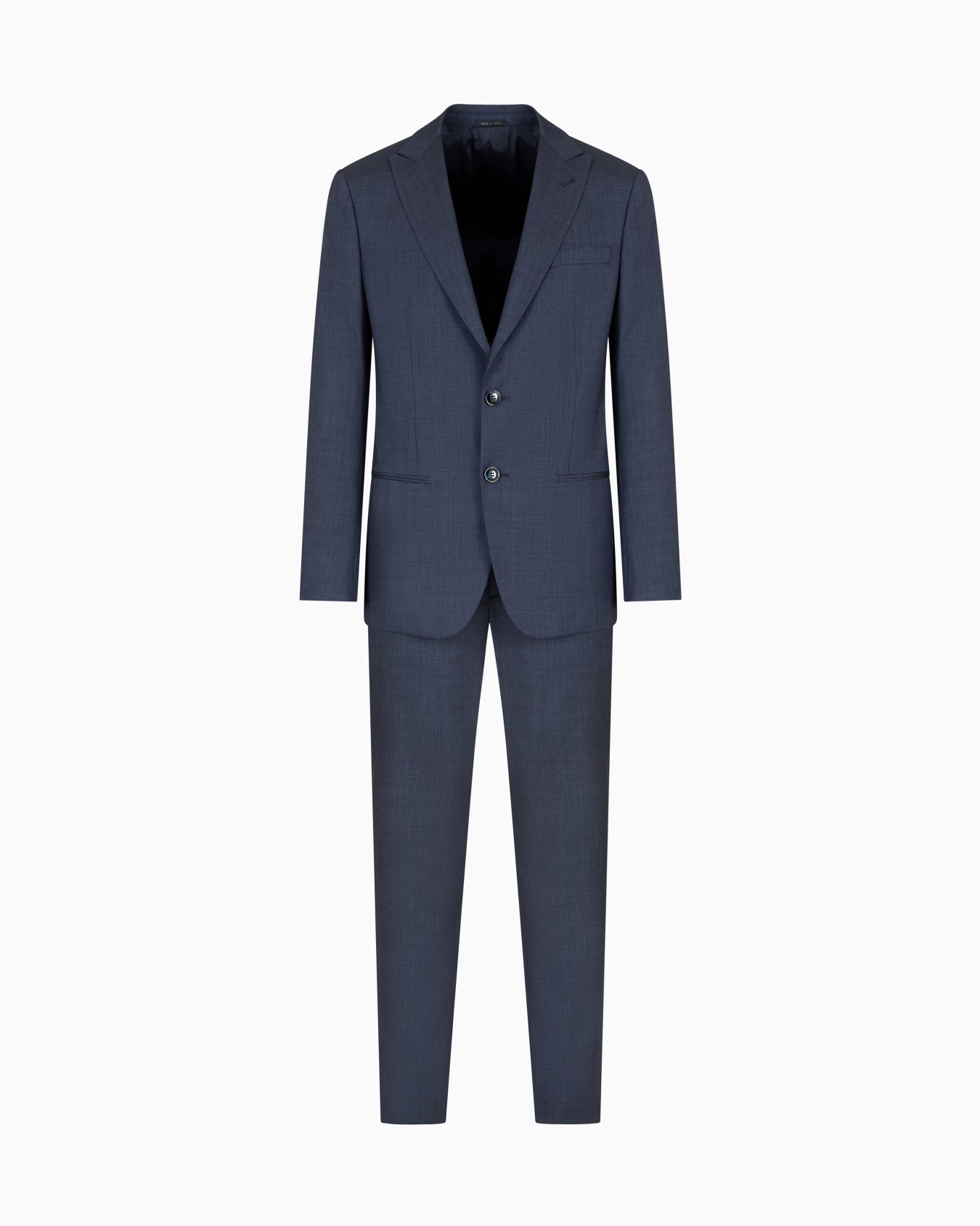 Costume à simple boutonnage gamme Soho en laine et soie effet chambray Diapositive 0