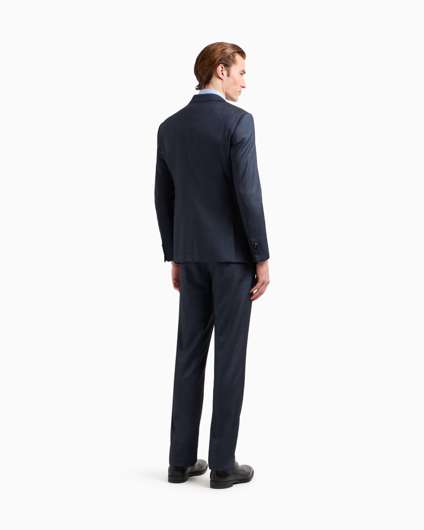 Costume à simple boutonnage gamme Soho en laine et soie effet chambray Diapositive 2