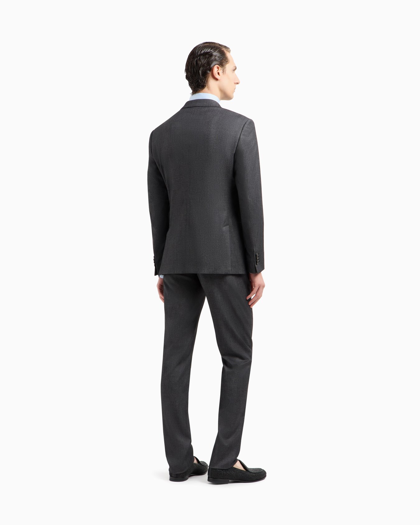 Soho line double-breasted denim-effect cashmere and stretch cotton suit Slide 2