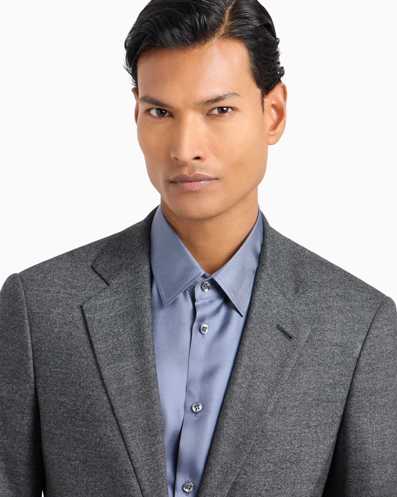 Soho Line single-breasted suit in denim-effect virgin wool and cashmere Slide 4