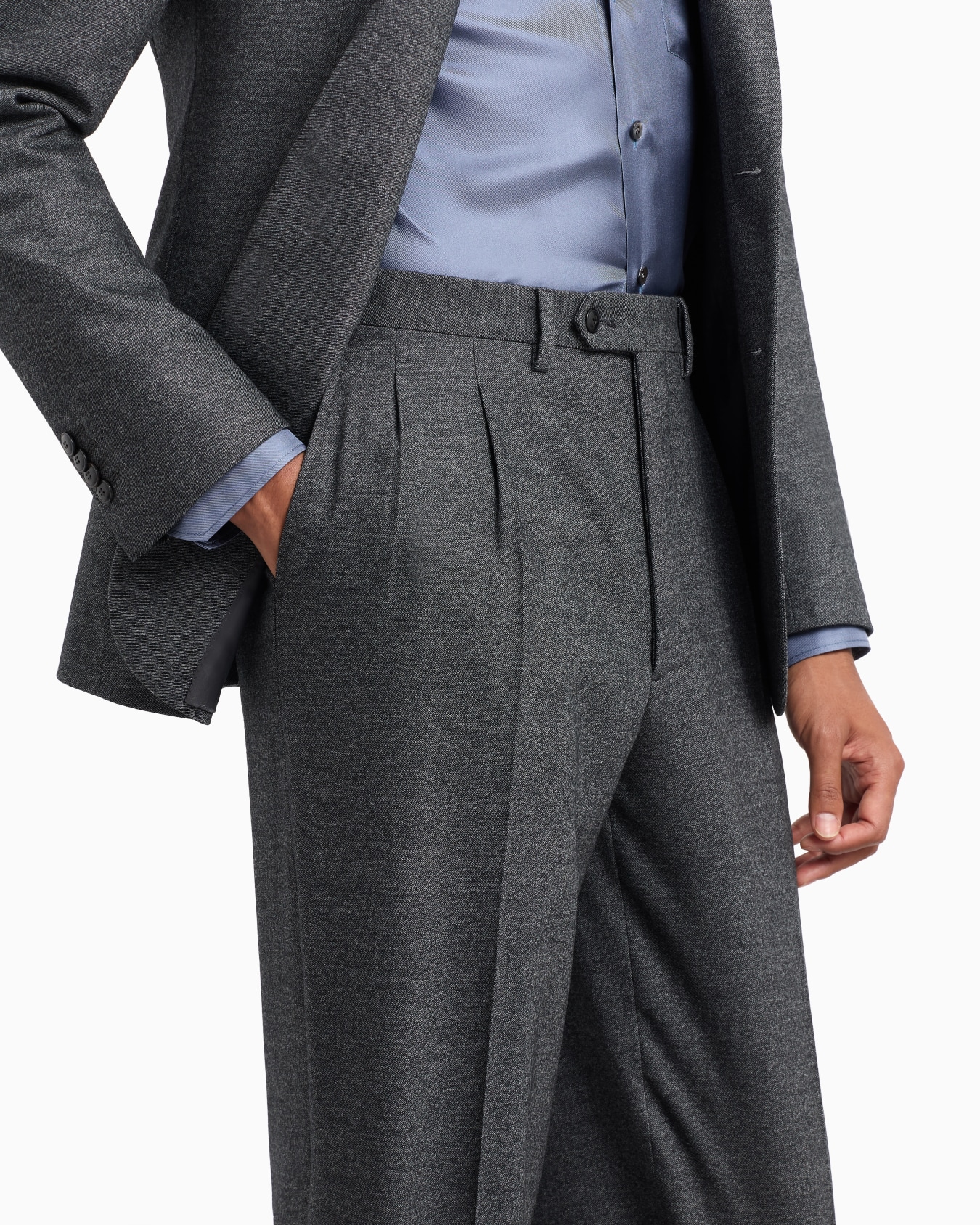Soho Line single-breasted suit in denim-effect virgin wool and cashmere Slide 5