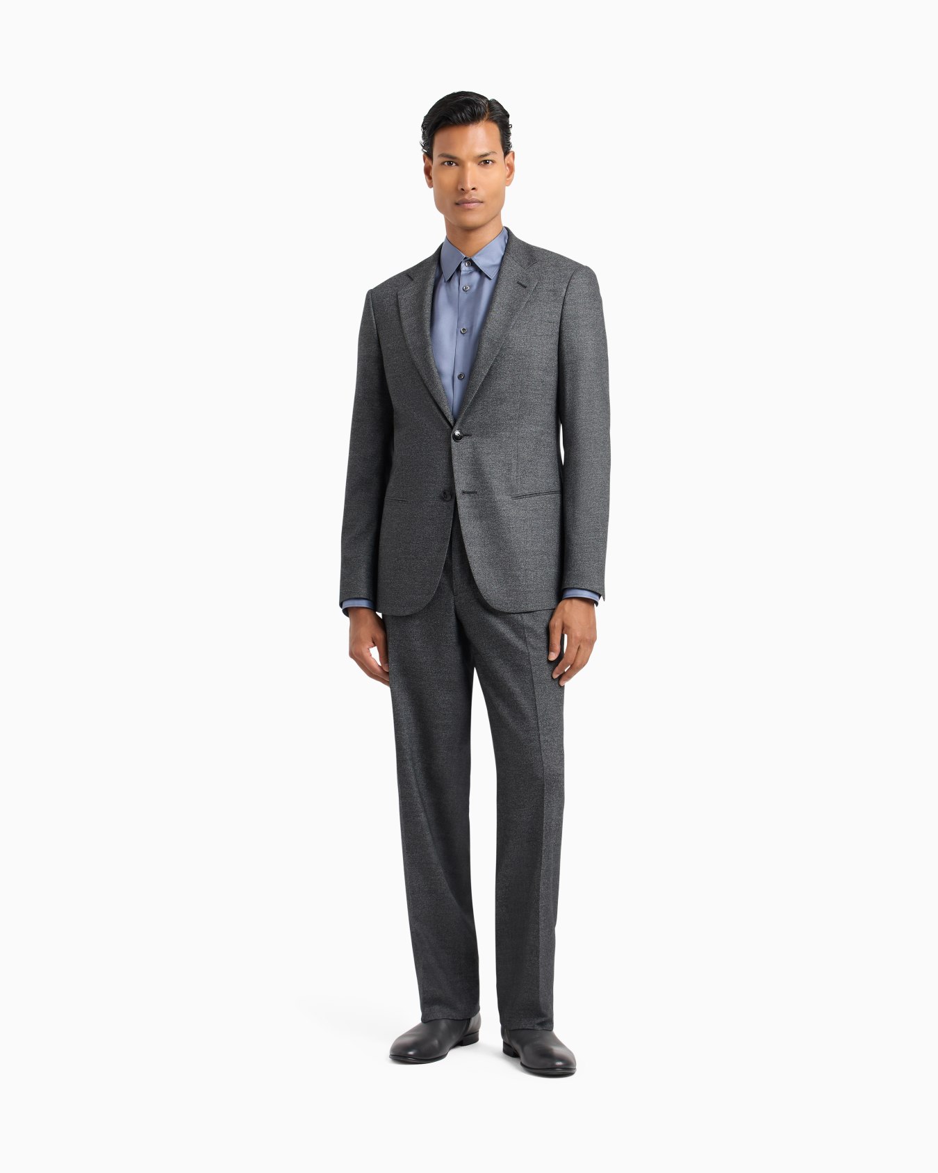 Soho Line single-breasted suit in denim-effect virgin wool and cashmere Slide 3