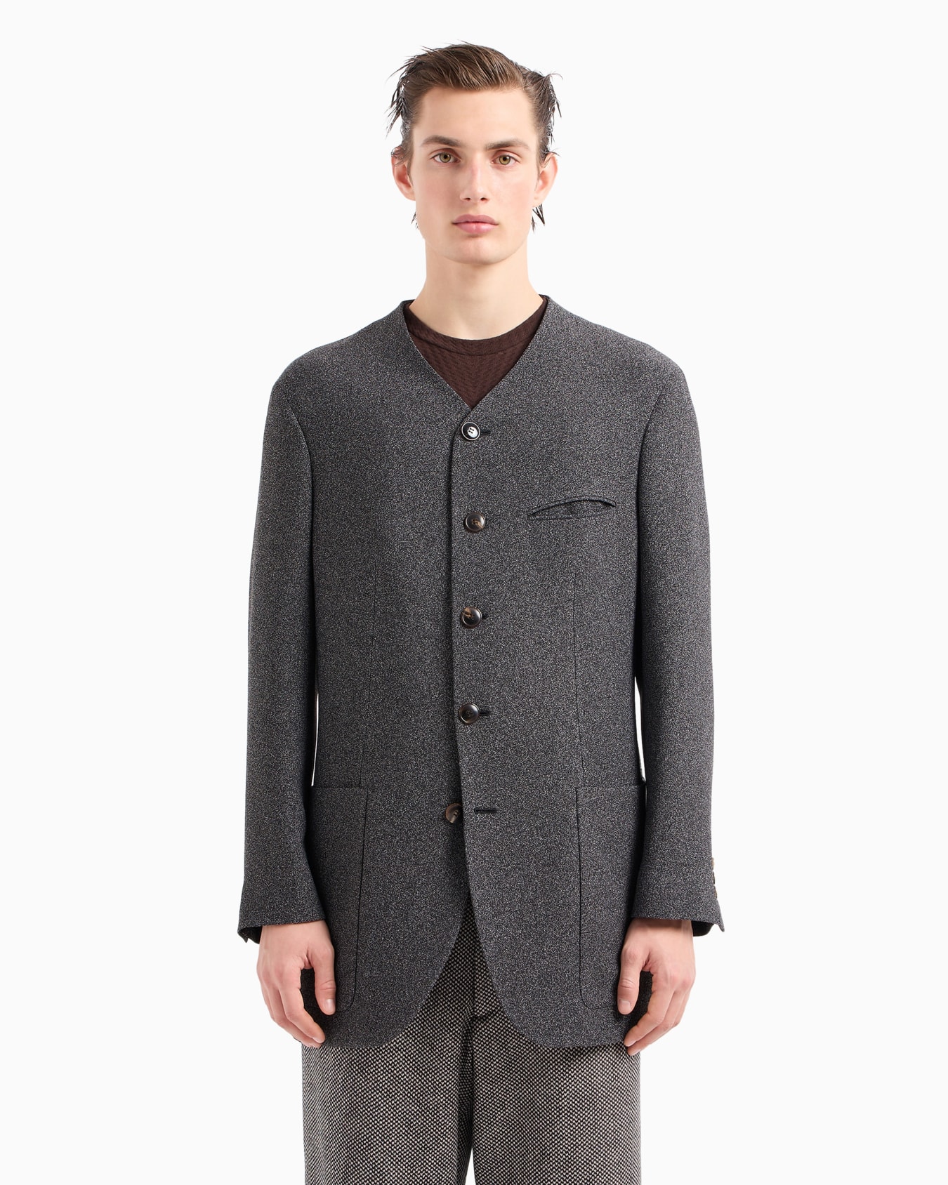 Gere line single-breasted jacket in a viscose-blend crêpe Slide 2