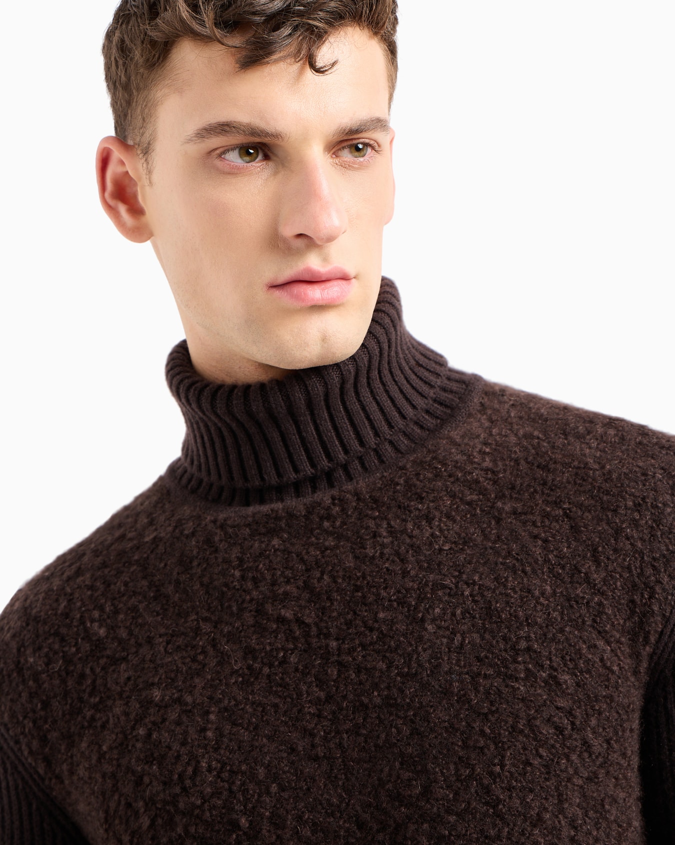 Mock-neck jumper in bouclé cashmere, wool and silk Slide 5