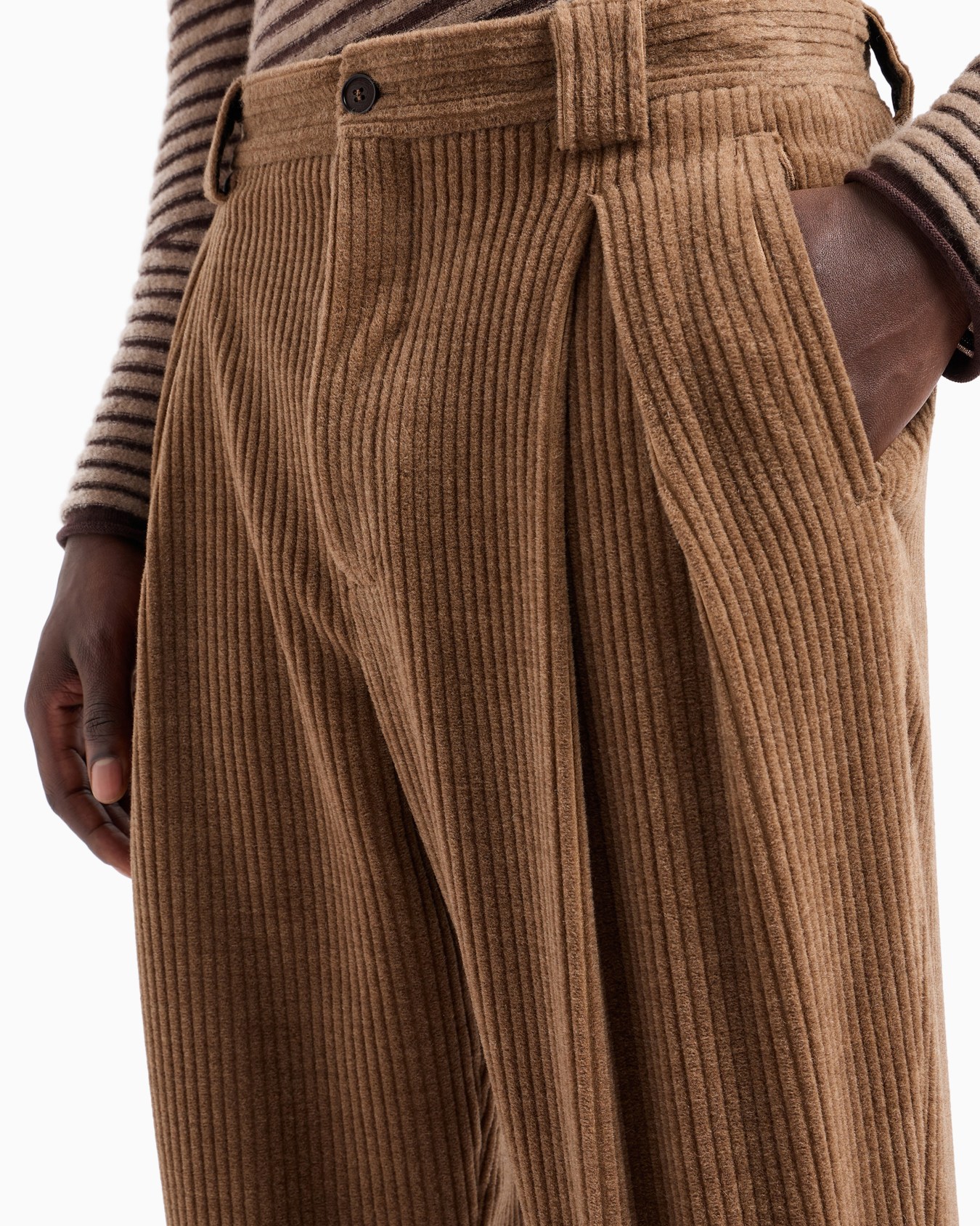 Pantalon à pince simple en velours de laine, alpaga et cachemire Diapositive 5
