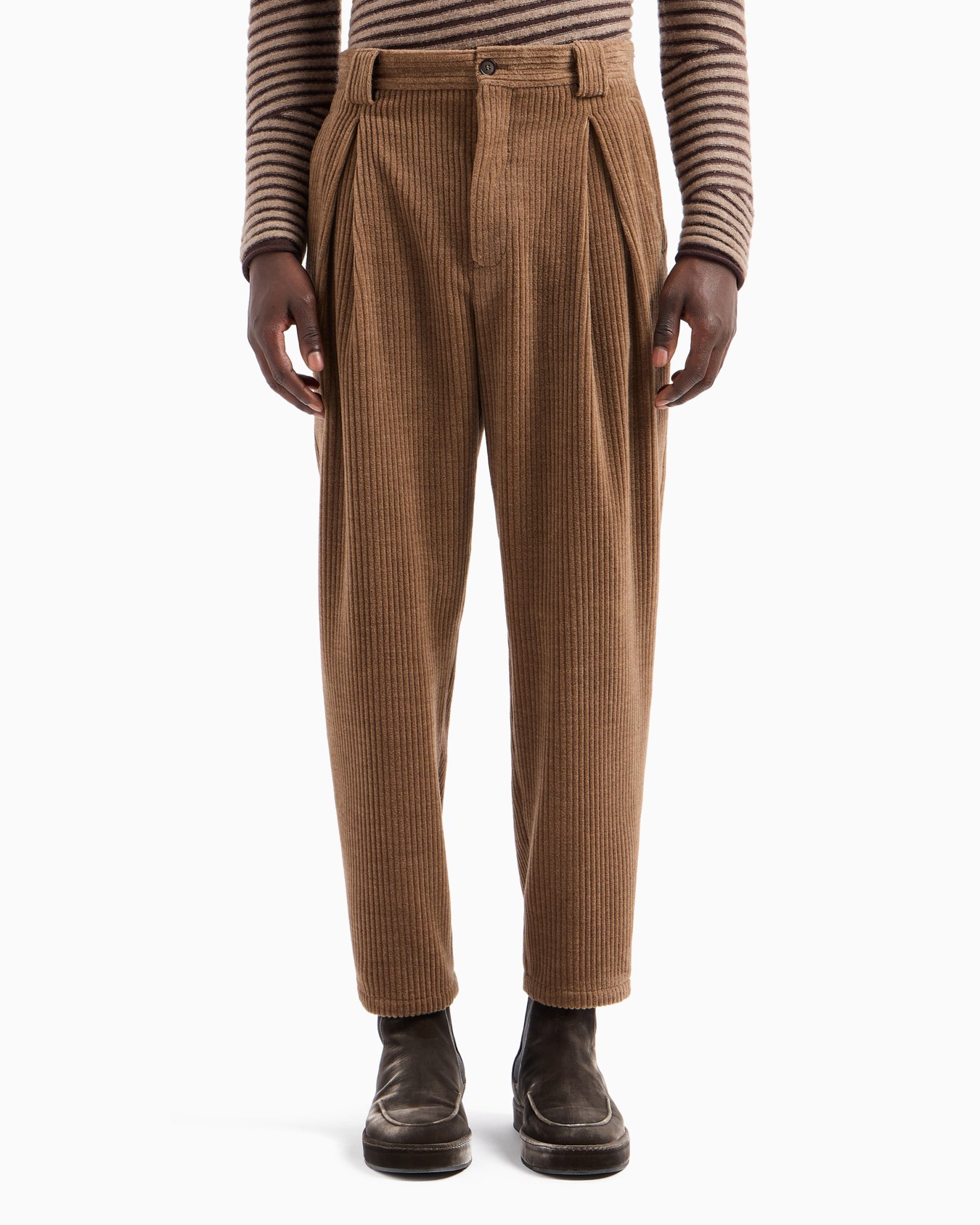 Pantalon à pince simple en velours de laine, alpaga et cachemire Diapositive 2