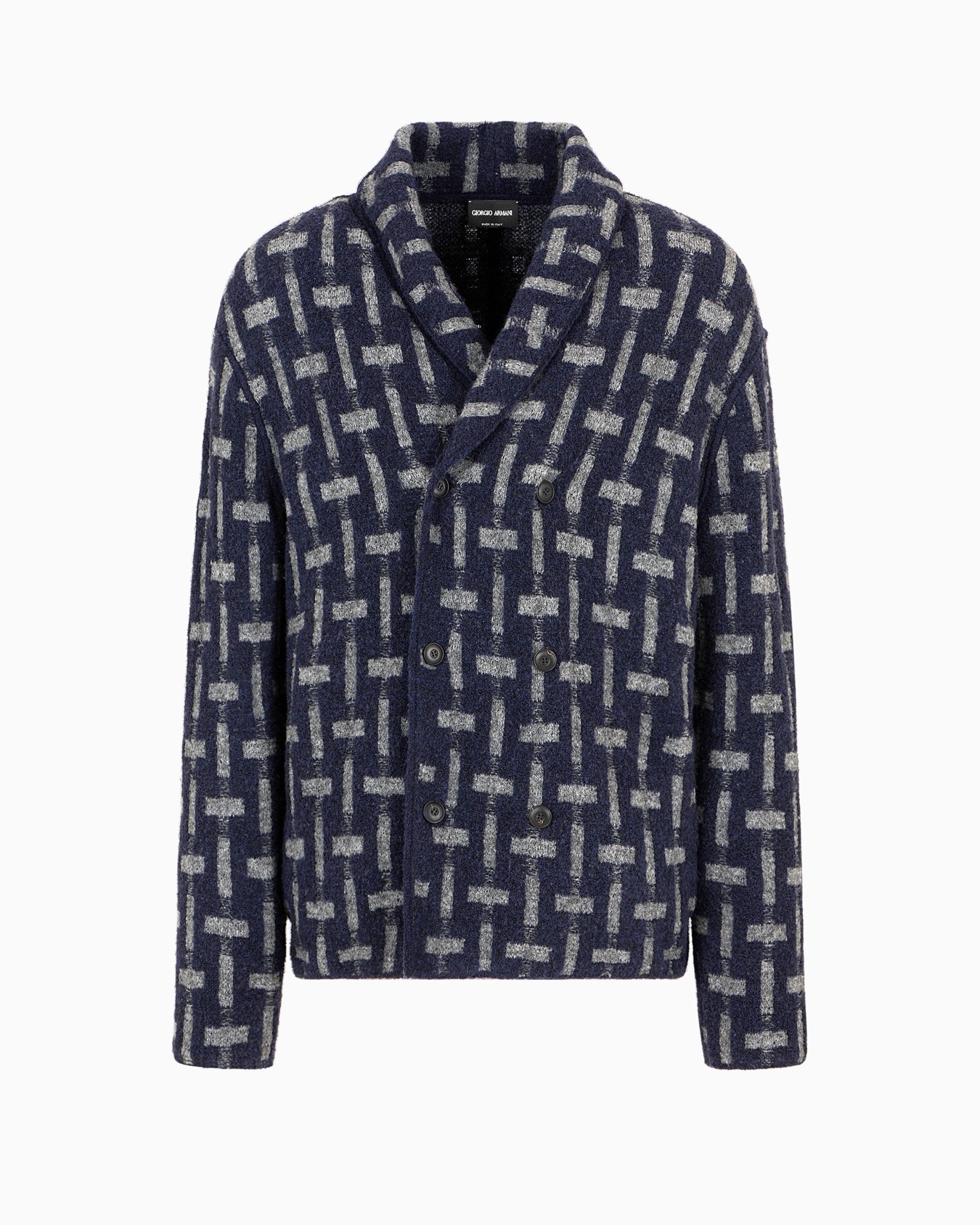 Double-breasted jacket in a jacquard wool blend Slide 0