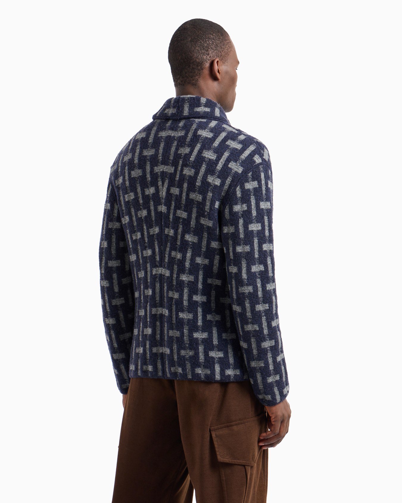Double-breasted jacket in a jacquard wool blend Slide 3