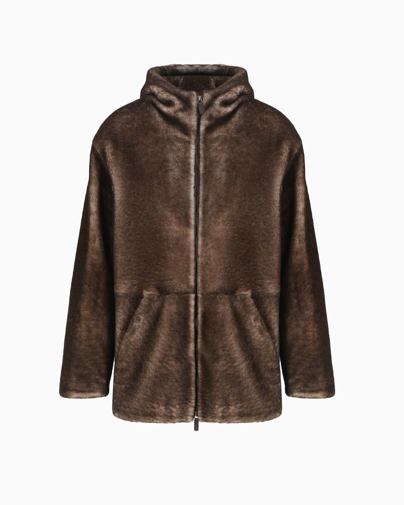 Shearling lambskin hooded pea coat Slide 0