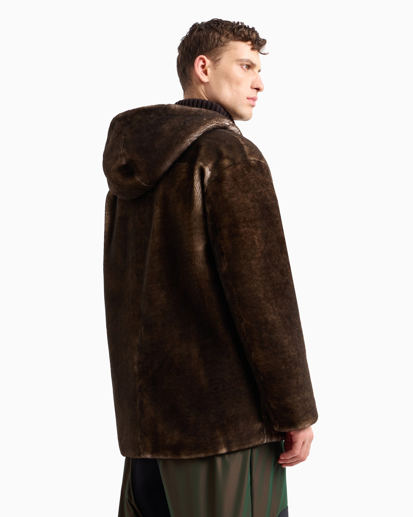 Shearling lambskin hooded pea coat Slide 3