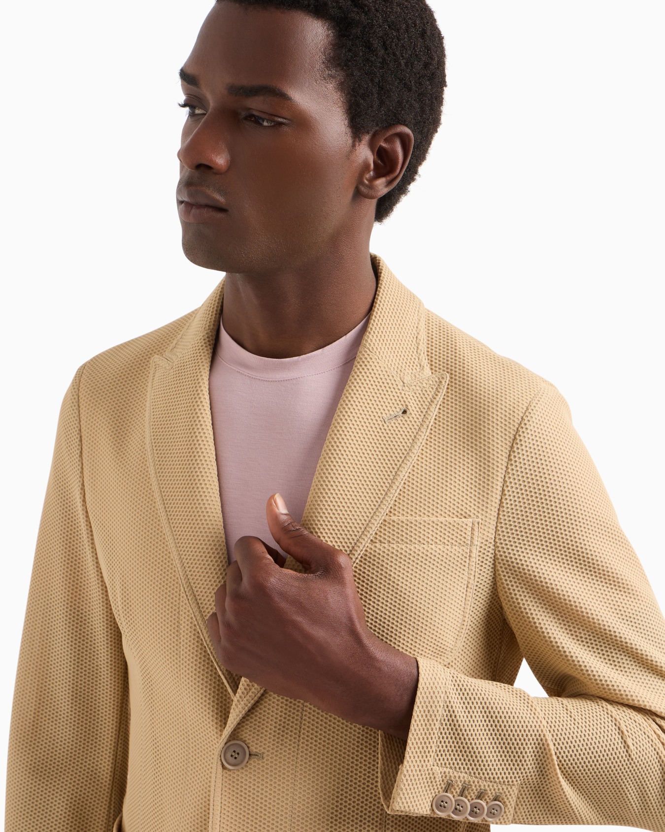 Single-breasted jacket in technical waffle fabric Slide 4
