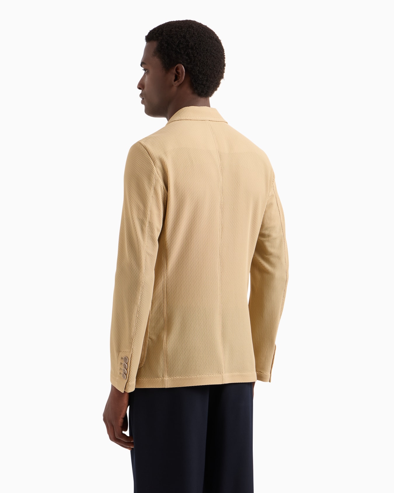 Single-breasted jacket in technical waffle fabric Slide 2