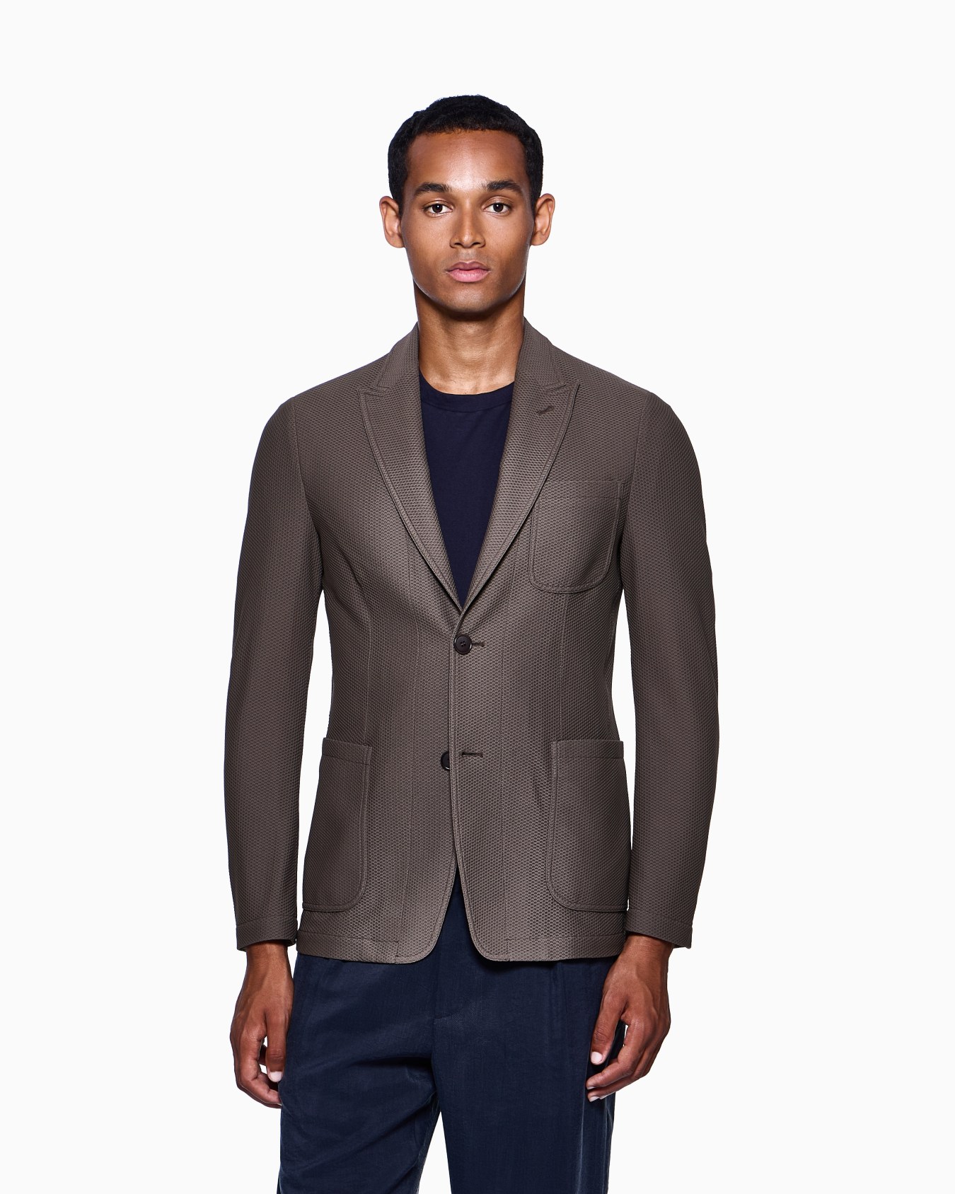 Veste à simple boutonnage en tissu gaufré technique Diapositive 3