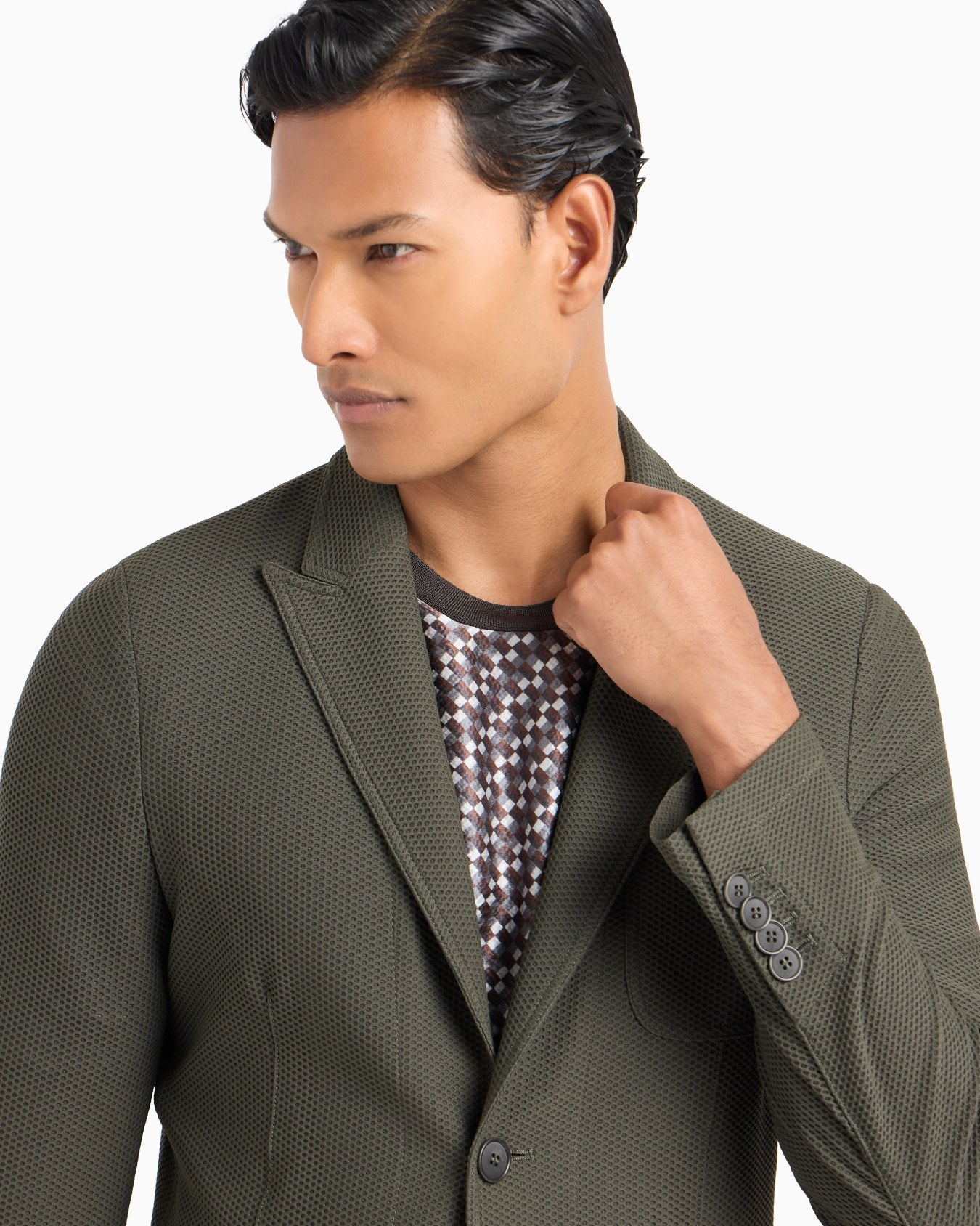Single-breasted jacket in technical waffle fabric Slide 4
