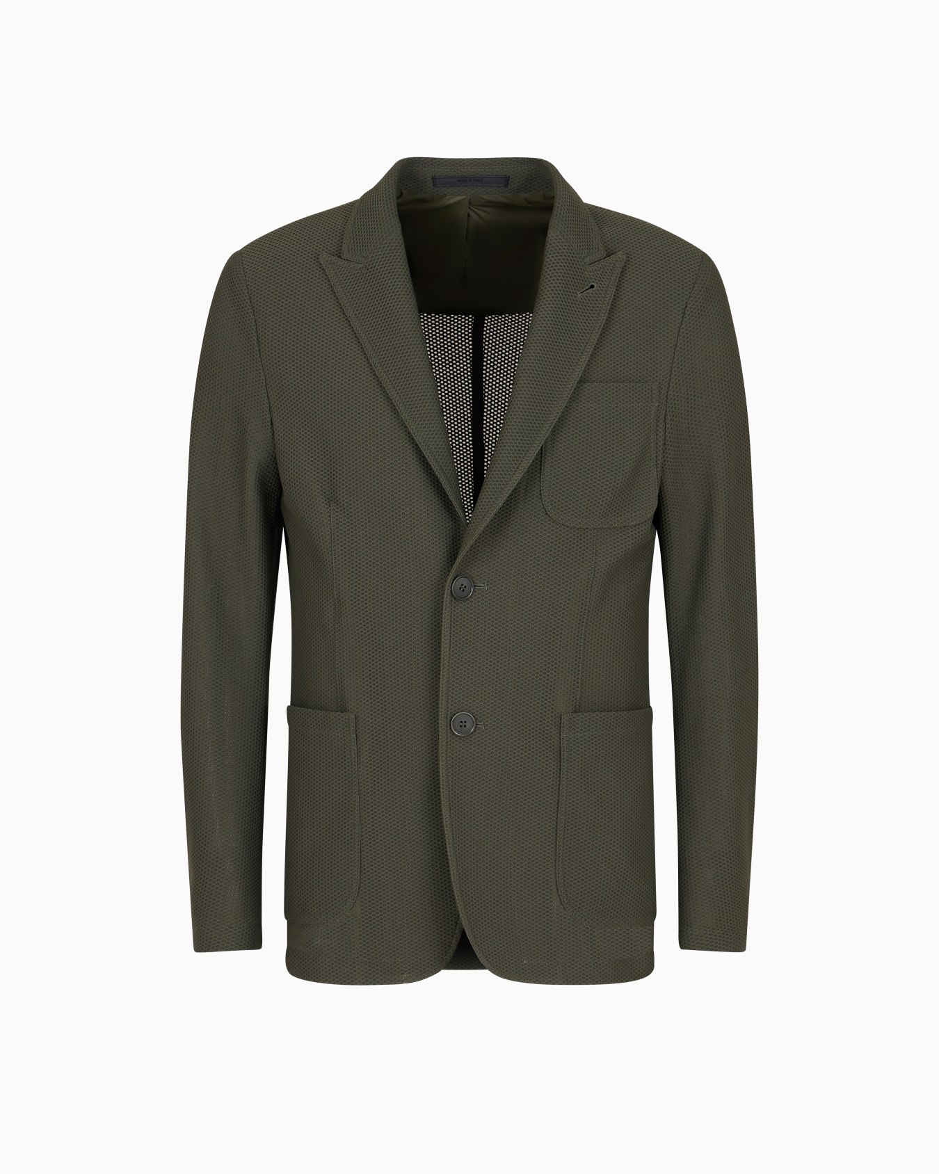Single-breasted jacket in technical waffle fabric Slide 0