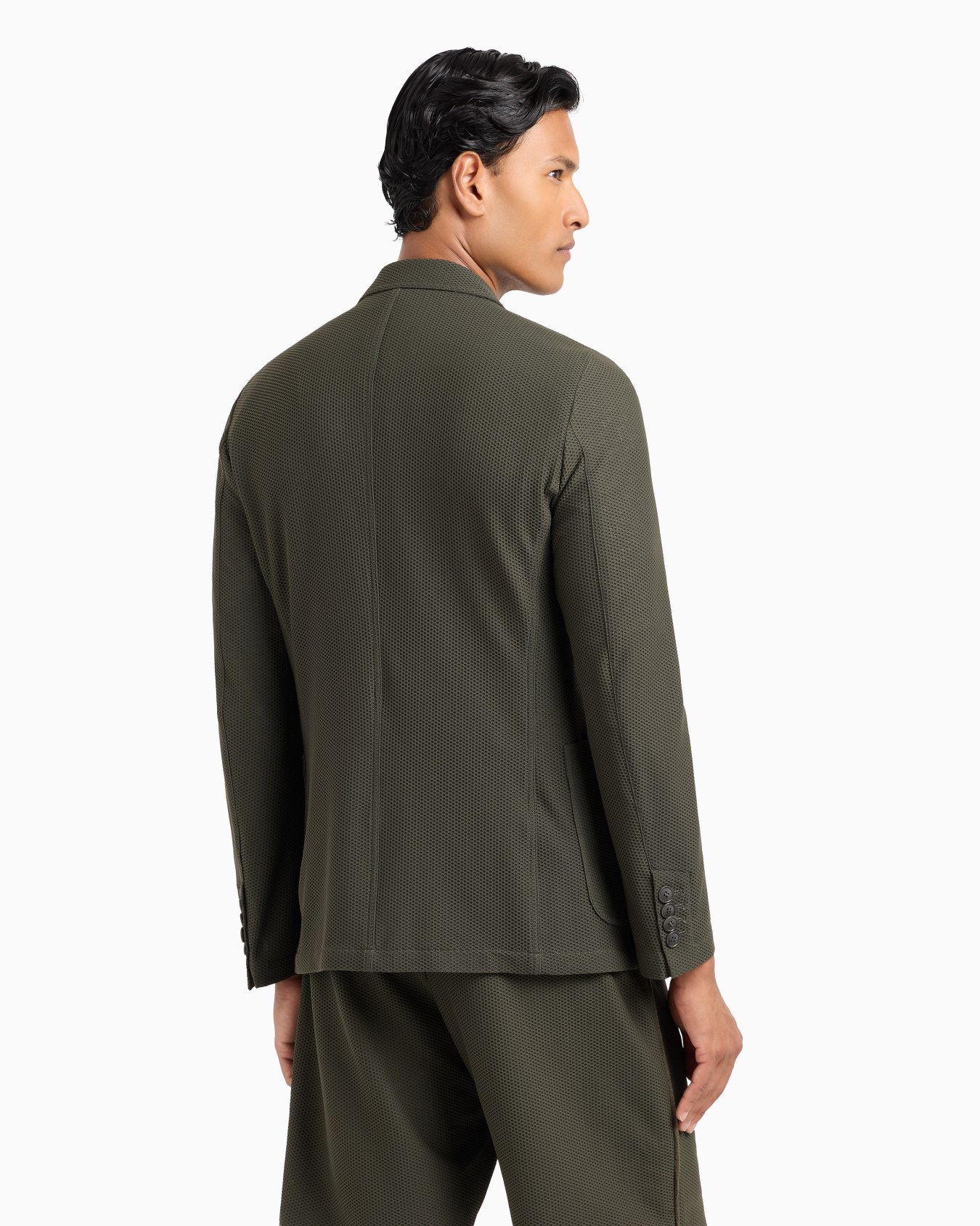 Single-breasted jacket in technical waffle fabric Slide 2