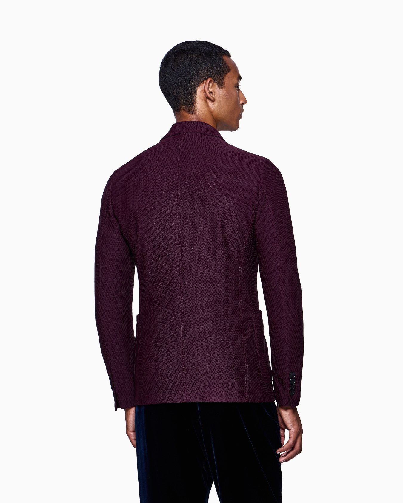 Single-breasted jacket in technical waffle fabric Slide 2