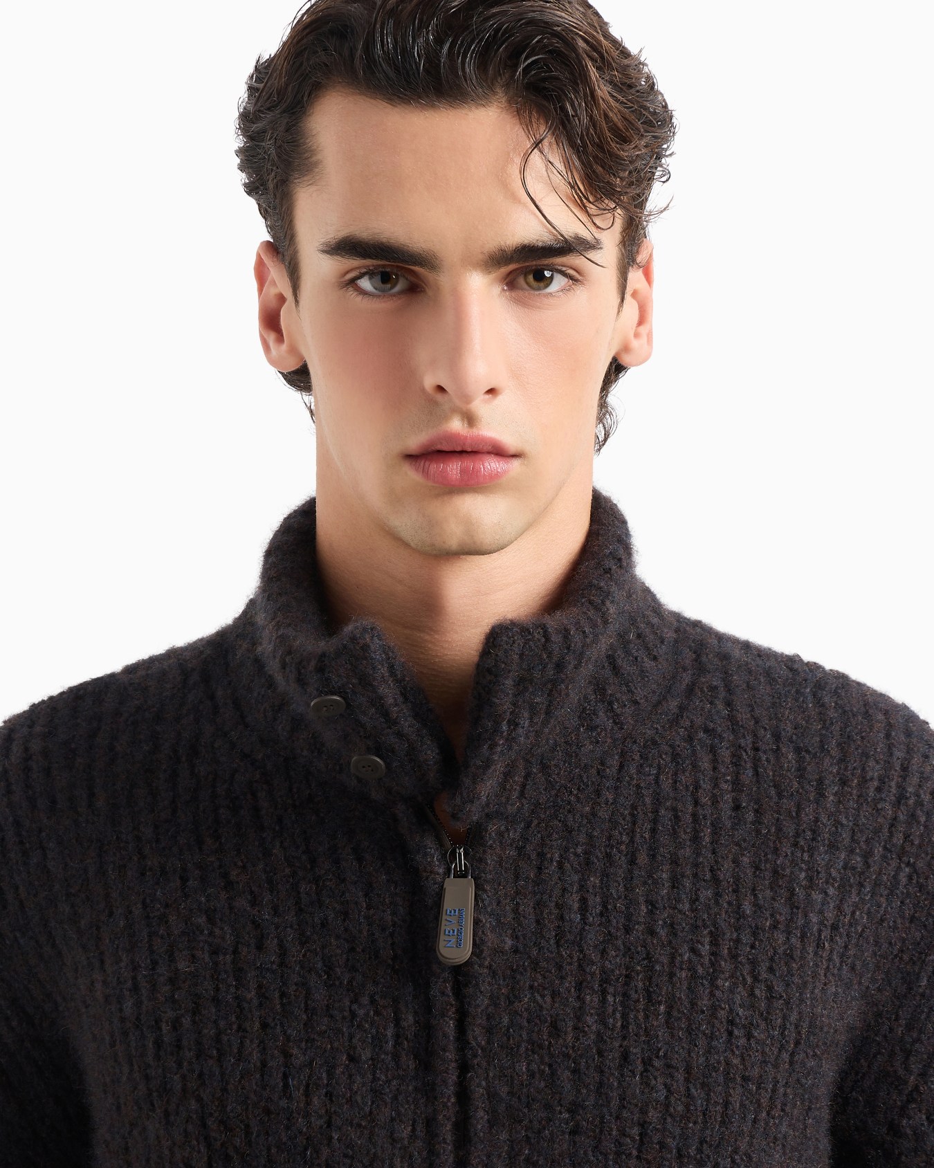 Cardigan zippé Giorgio Armani Neve en cachemire et soie Diapositive 5