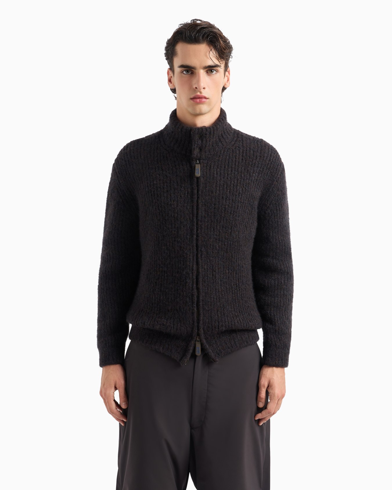 Cardigan zippé Giorgio Armani Neve en cachemire et soie Diapositive 4