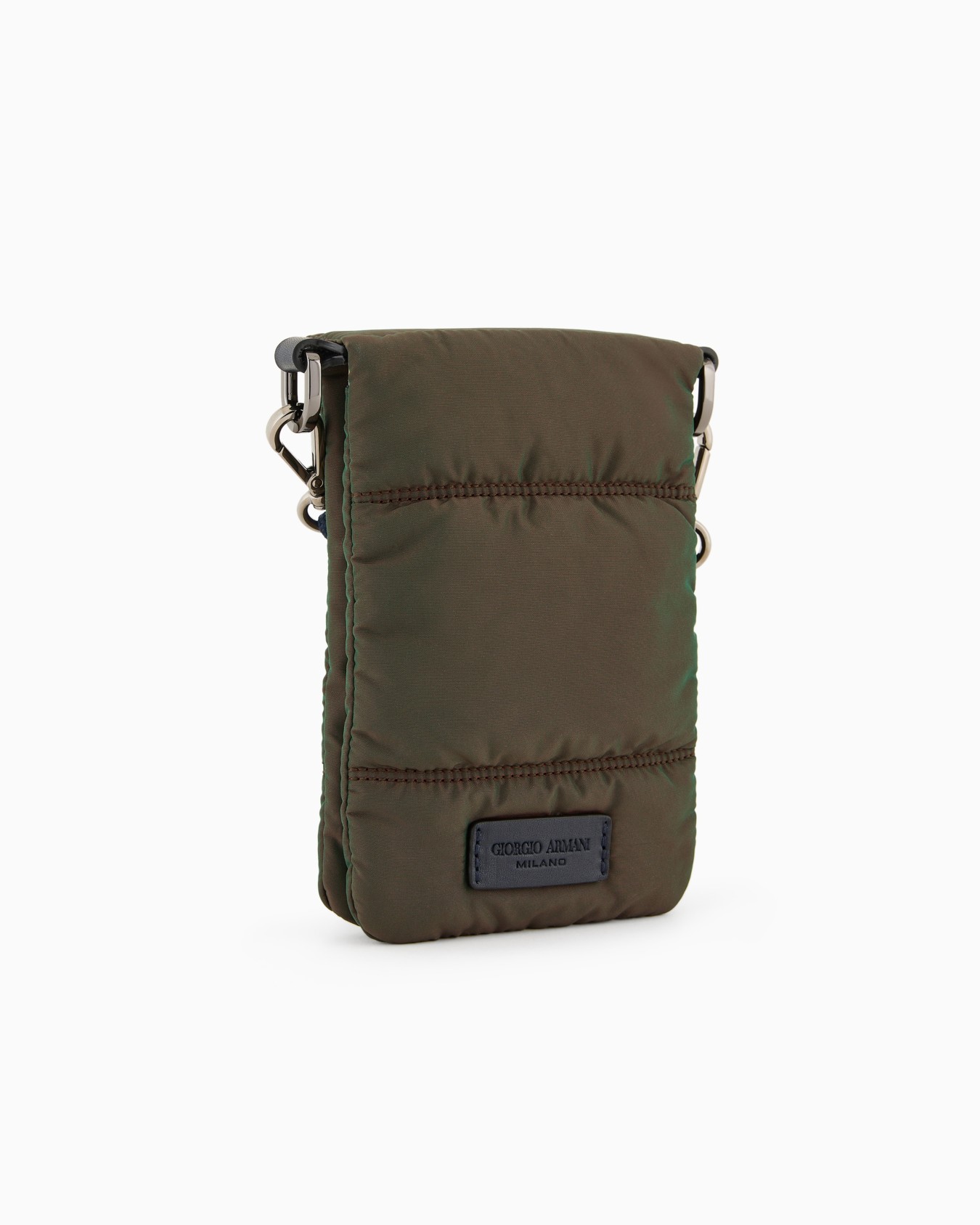Étui pour téléphone portable Giorgio Armani Neve en nylon irisé et cuir Diapositive 1