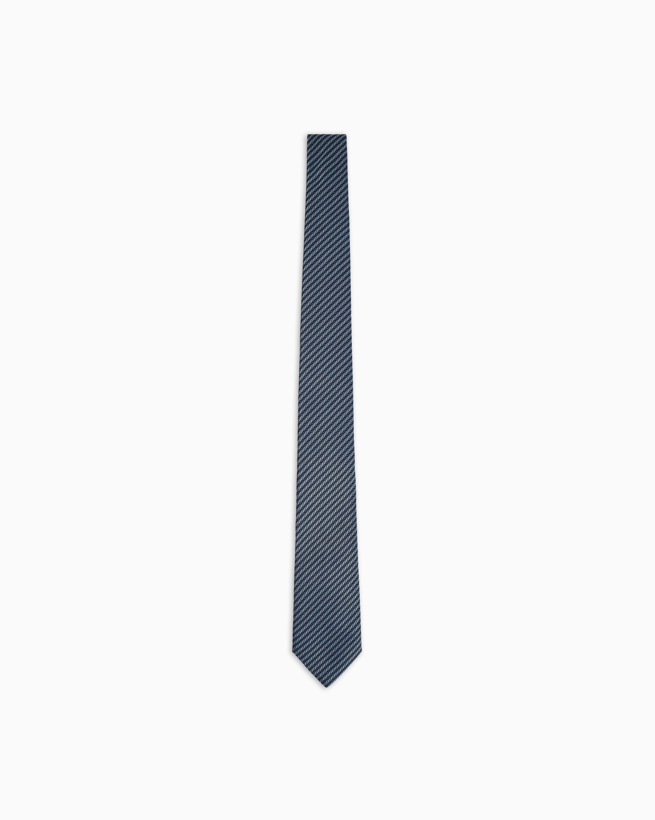 Pure silk tie with geometric jacquard motif Slide 0